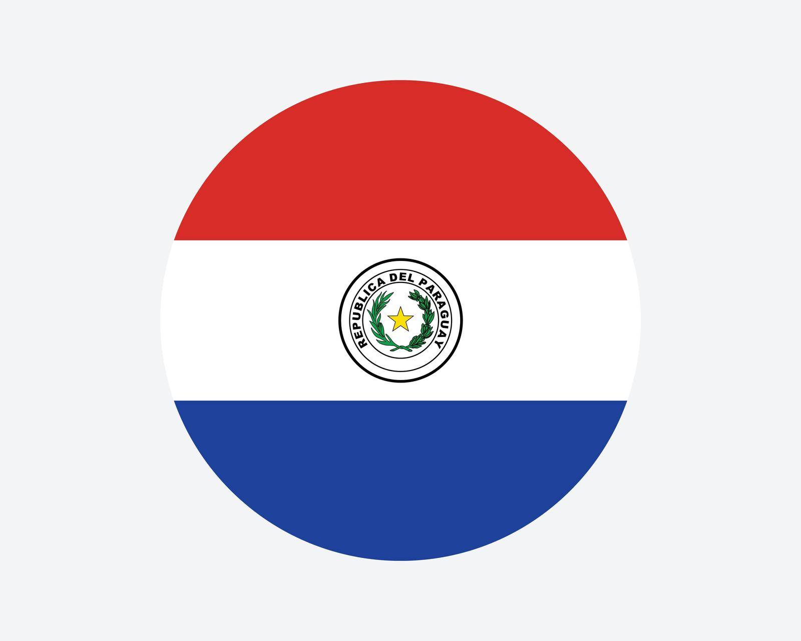 Paraguay Round Country Flag. Paraguayan Circle National Flag. Republic of Paraguay Circular Shape Button Banner. EPS Vector Illustration.