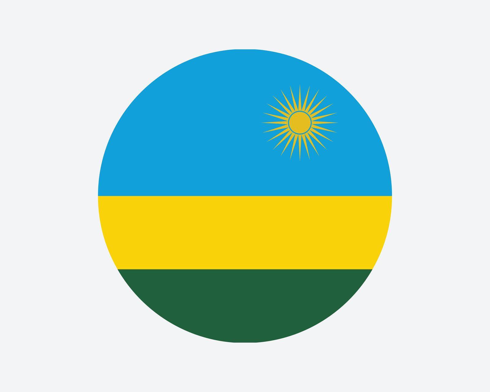 Rwanda Round Country Flag. Rwandan Circle National Flag. Republic of Rwanda Circular Shape Button Banner. EPS Vector Illustration.