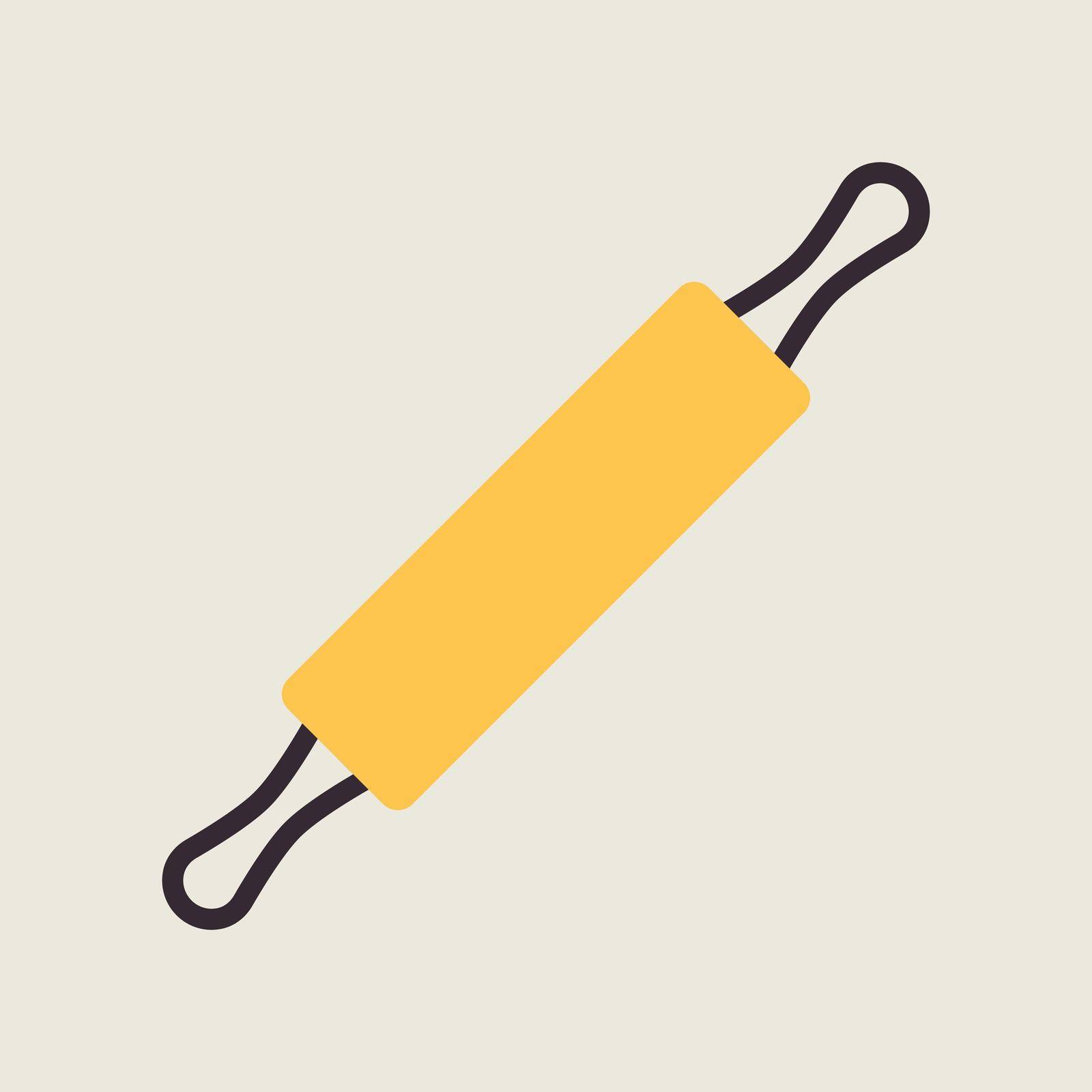 Wooden rolling pin plunger vector icon by nosik