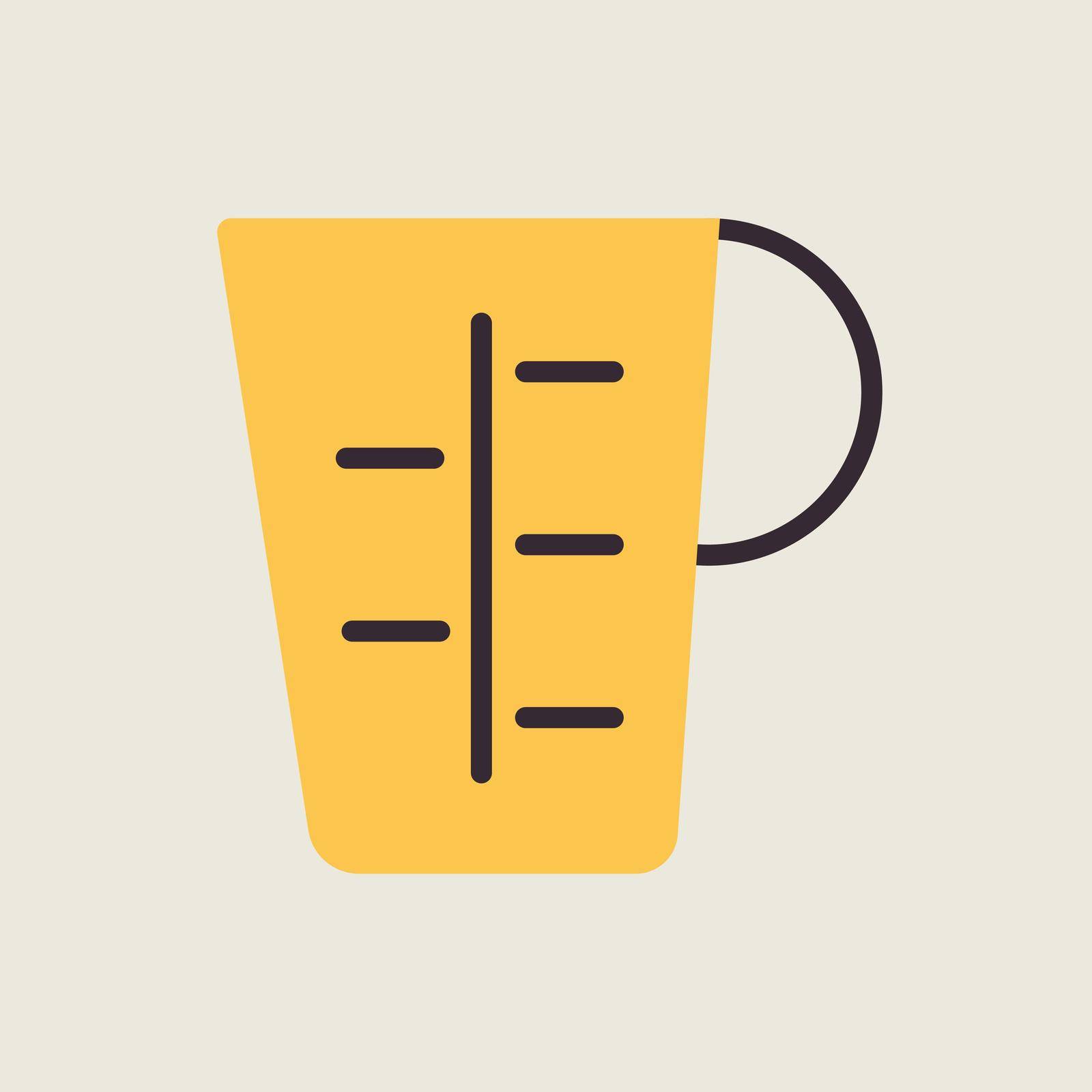 Measuring cup, beaker vector color flat icon. Kitchen appliance. Graph symbol for cooking web site design, logo, app, UI