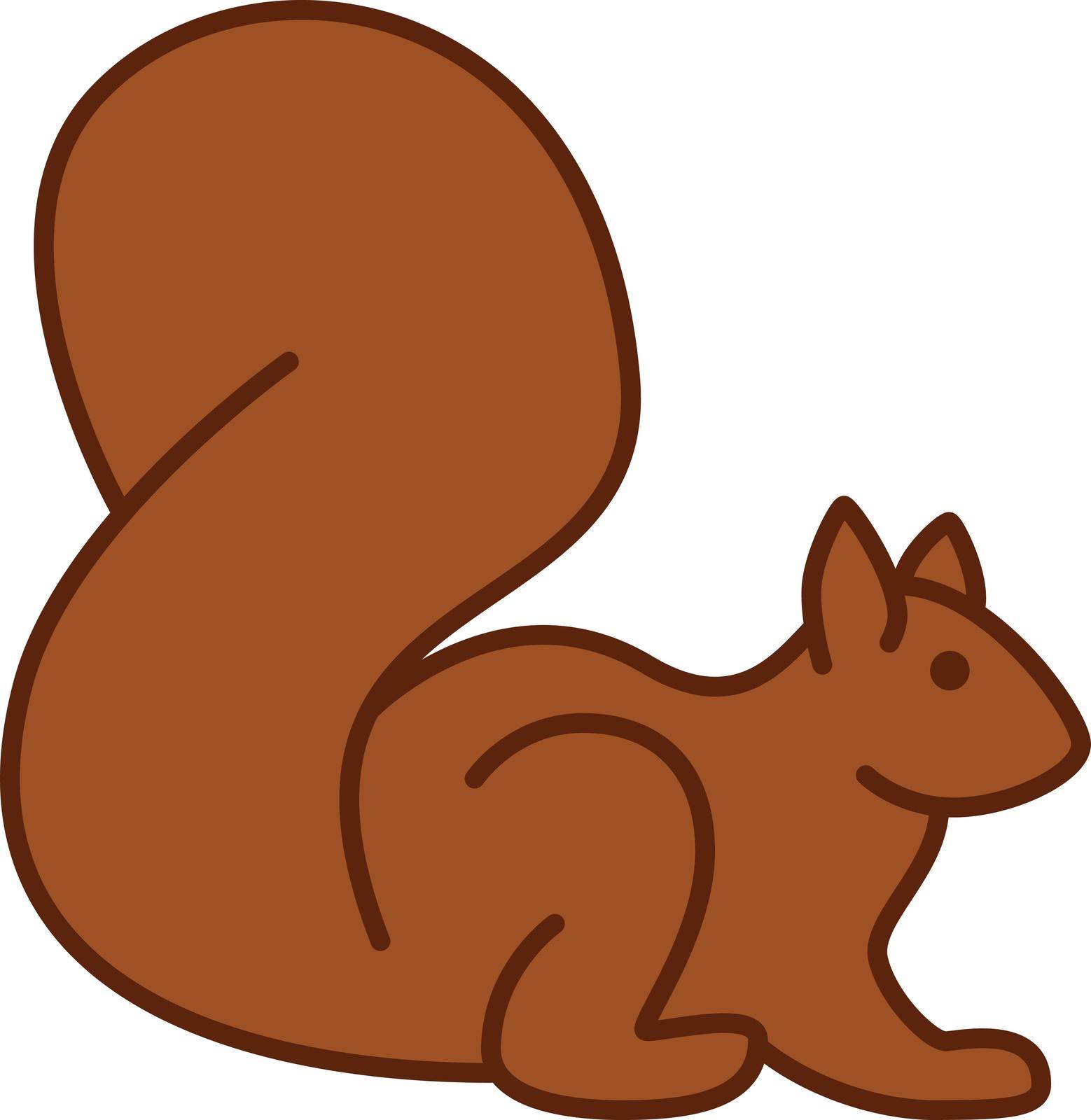 This vector image shows a squirrel in a filled outline icon design. It is isolated on a white background.