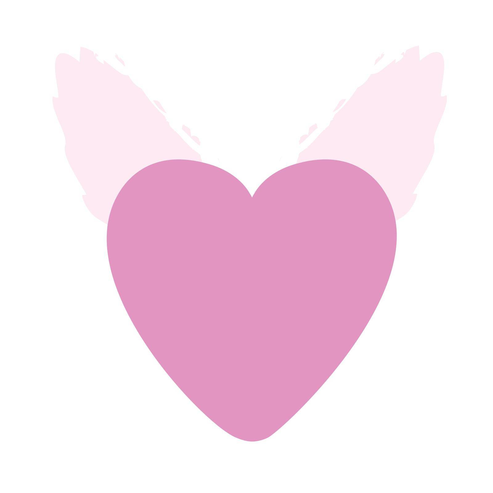 Pink heart with pink wings