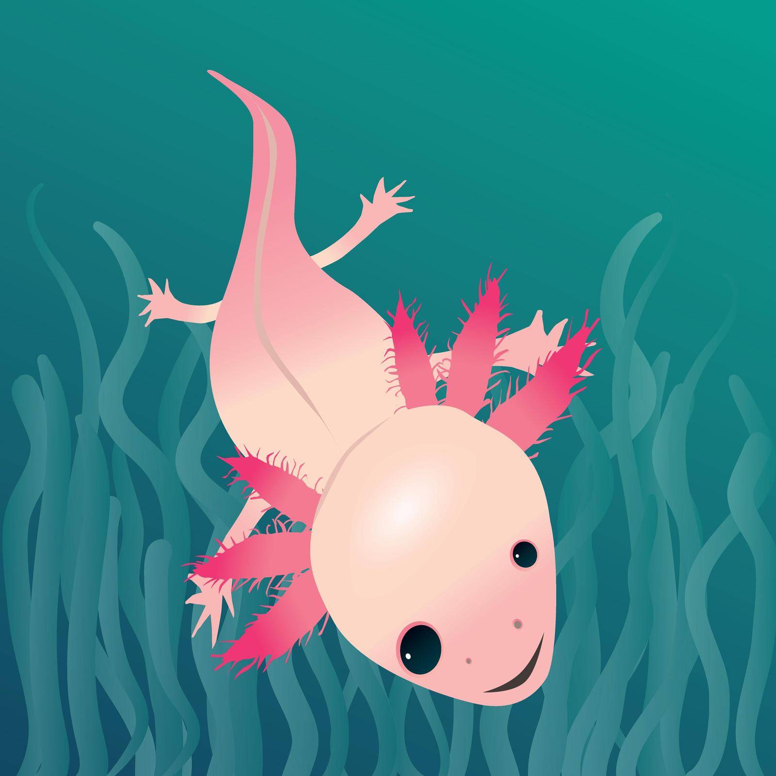 Swimming axolotl by Bwise
