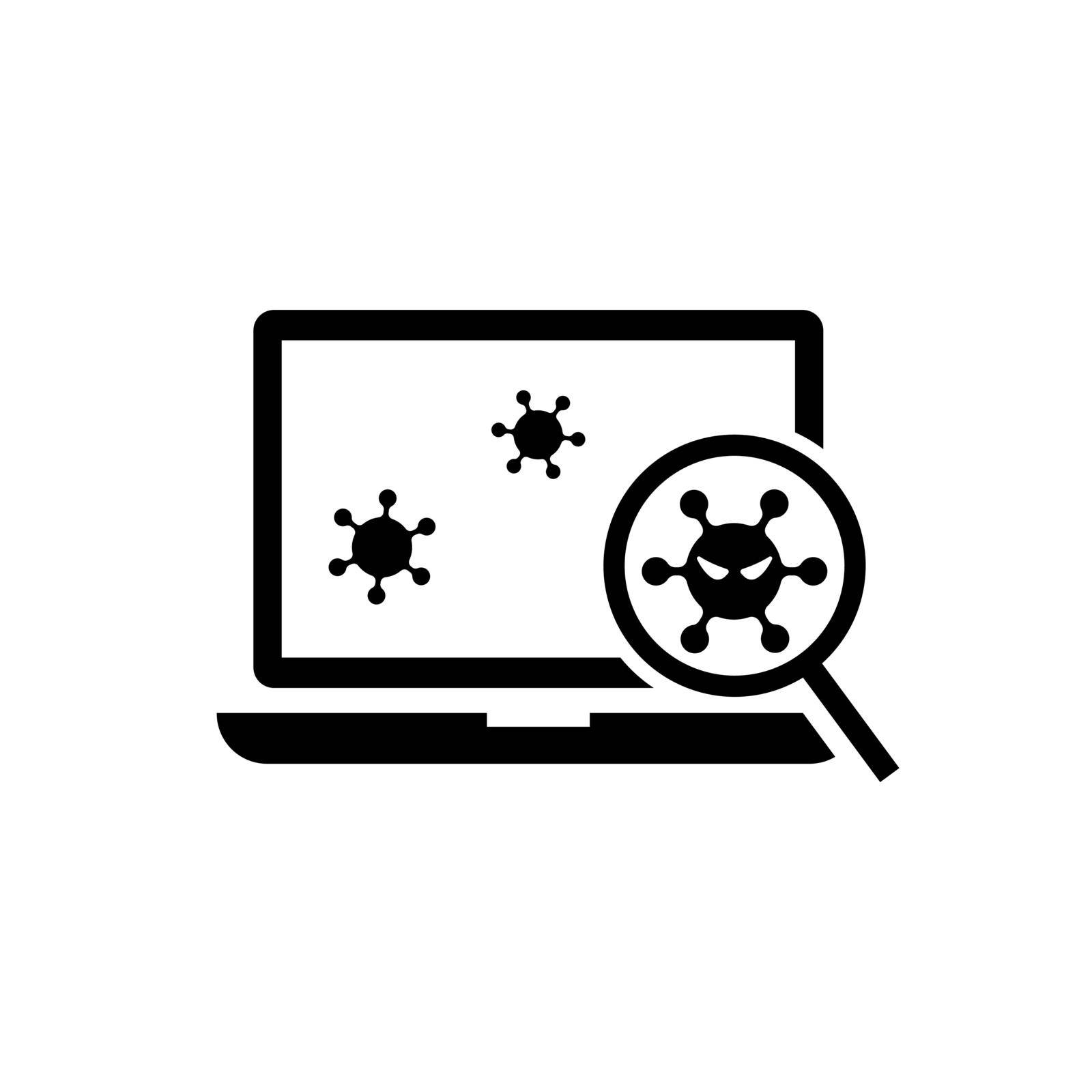 Computer virus (laptop) vector icon illustration