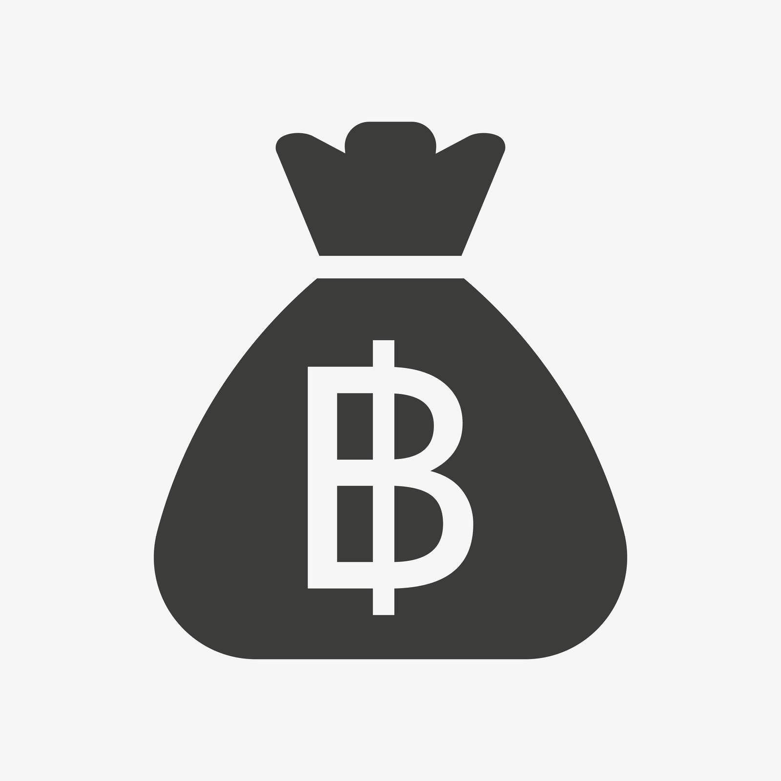 Baht icon. Money bag flat icon vector pictogram. Sack with Thai baht isolated on white background. Thai currency symbol.