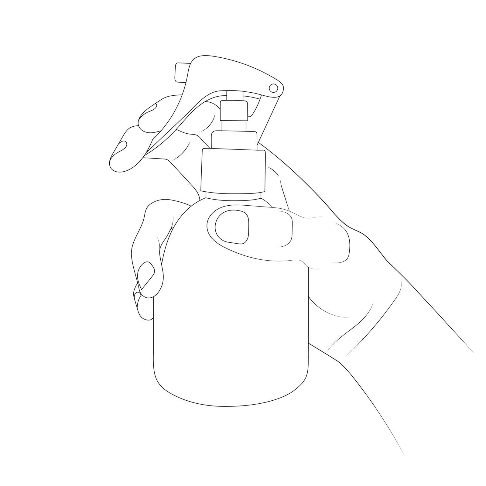 Spraying spray from a bottle sketch