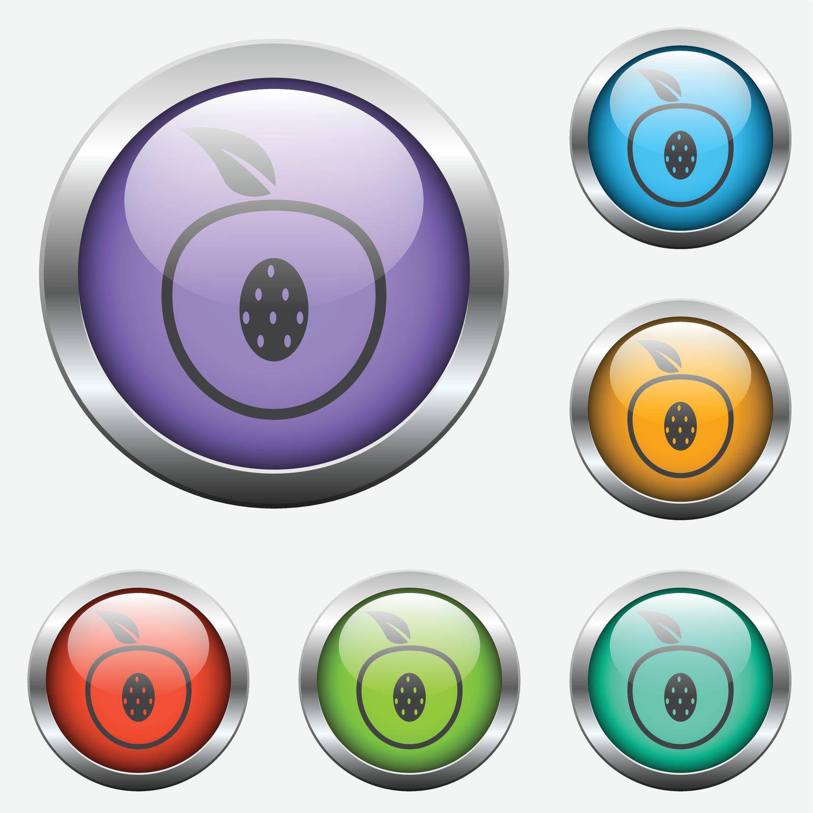 peach vector icon on color glass buttons