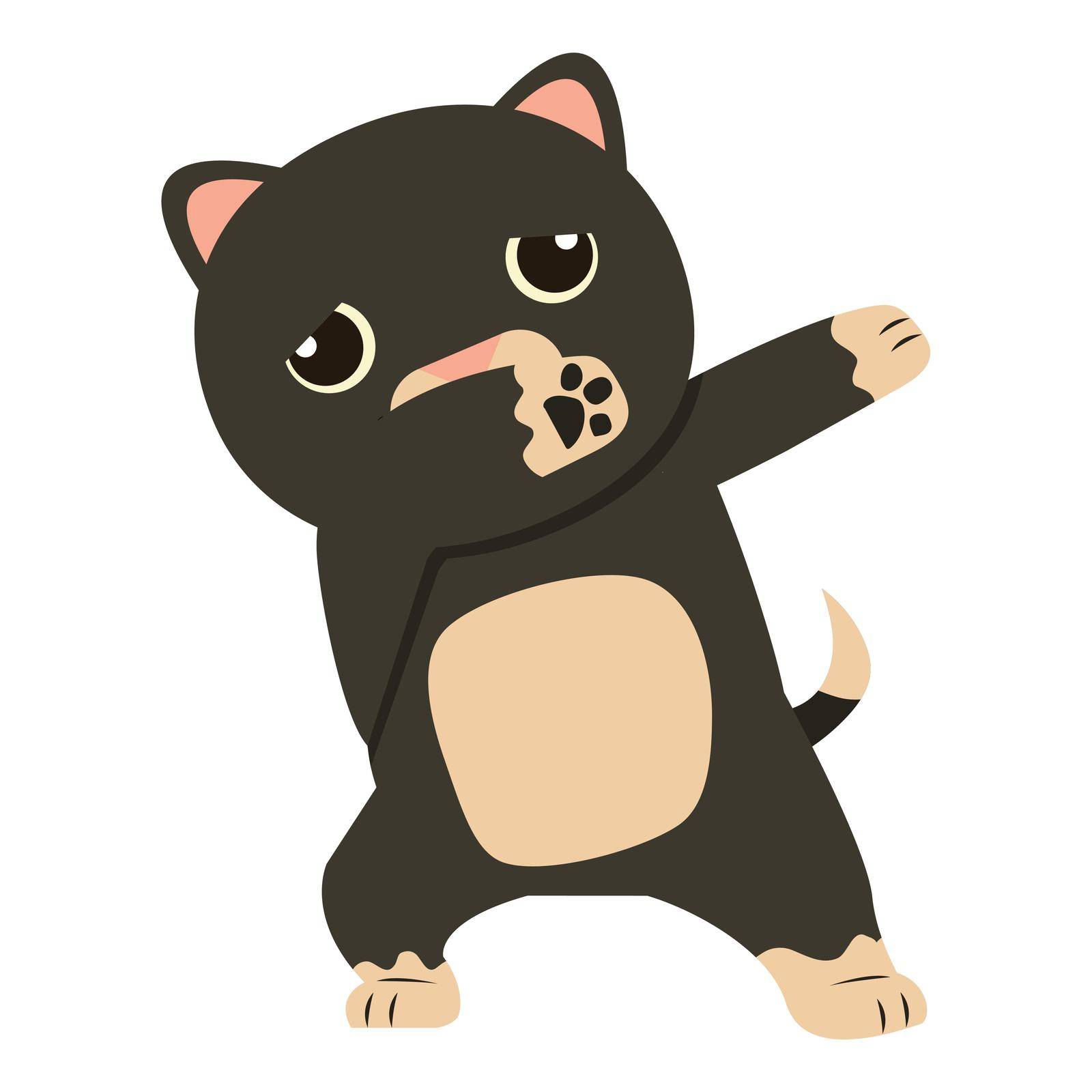 Cute cat Dab dancing sign icon vector