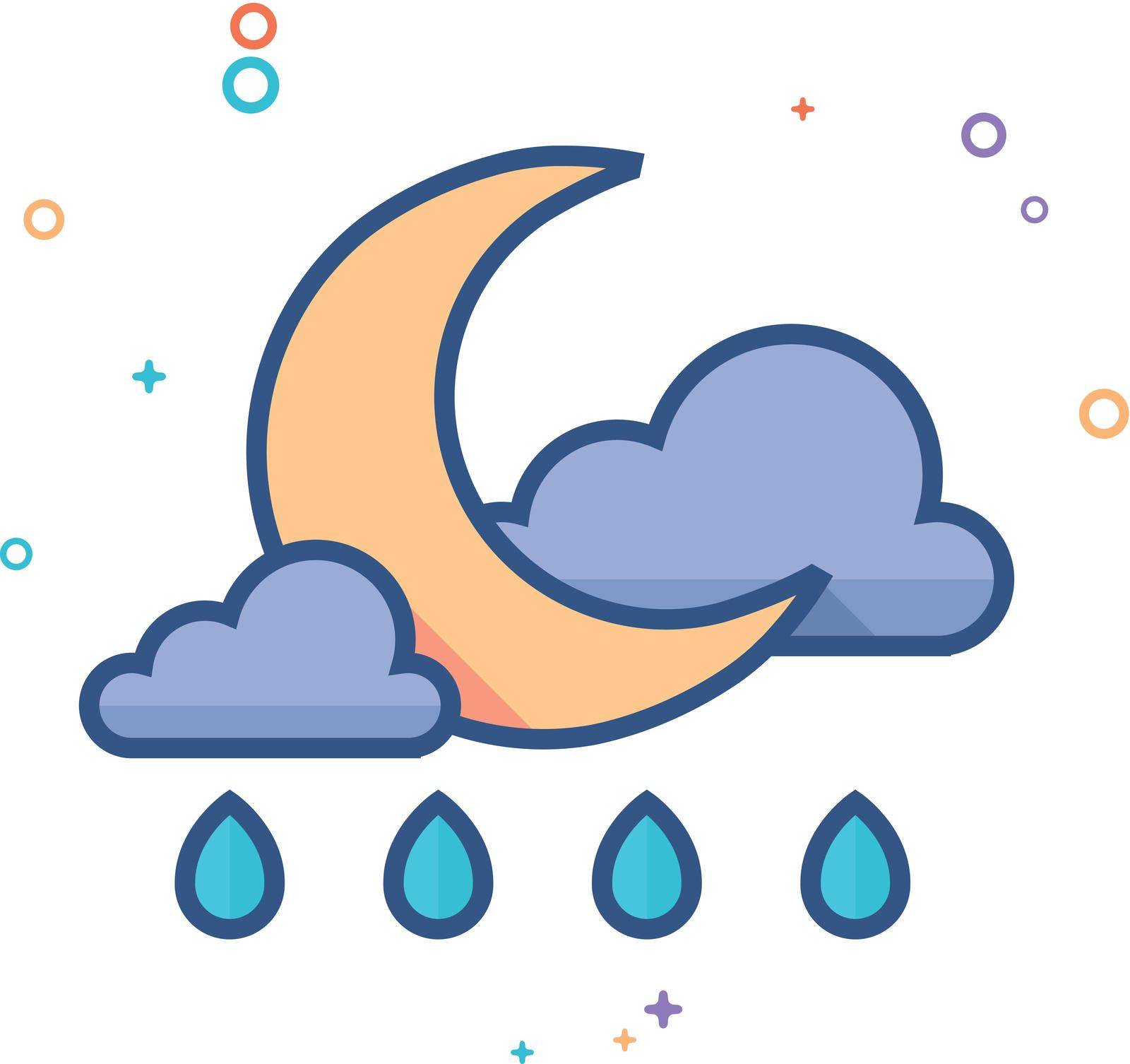 Flat Color Icon - Weather overcast rainy by puruan