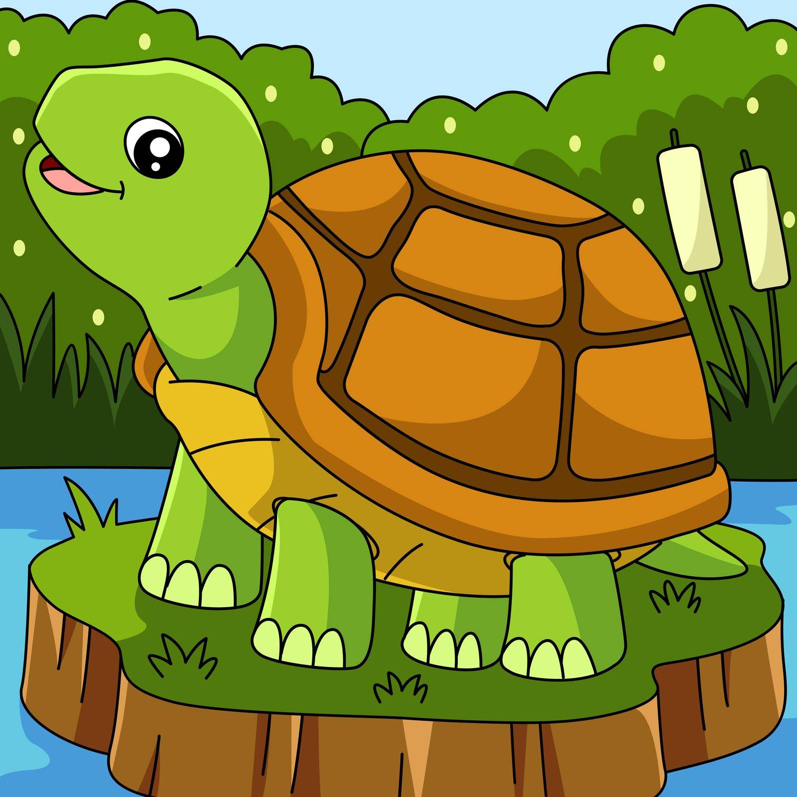 This cartoon illustration shows a turtle vector illustration.