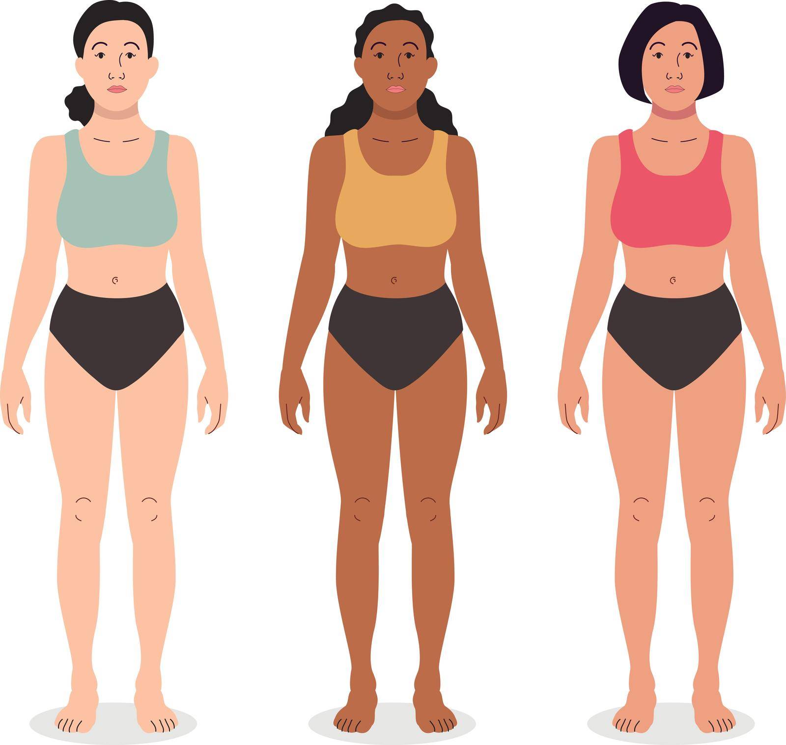 A illustration of different type of woman skin tones