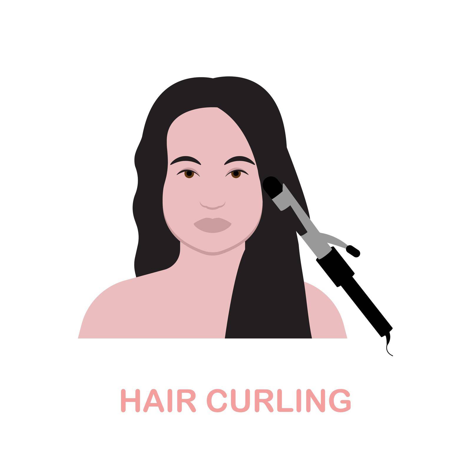 Hair Curling flat icon. Simple colors elements from beauty salon collection. Flat Hair Curling icon for graphics, wed design and more.