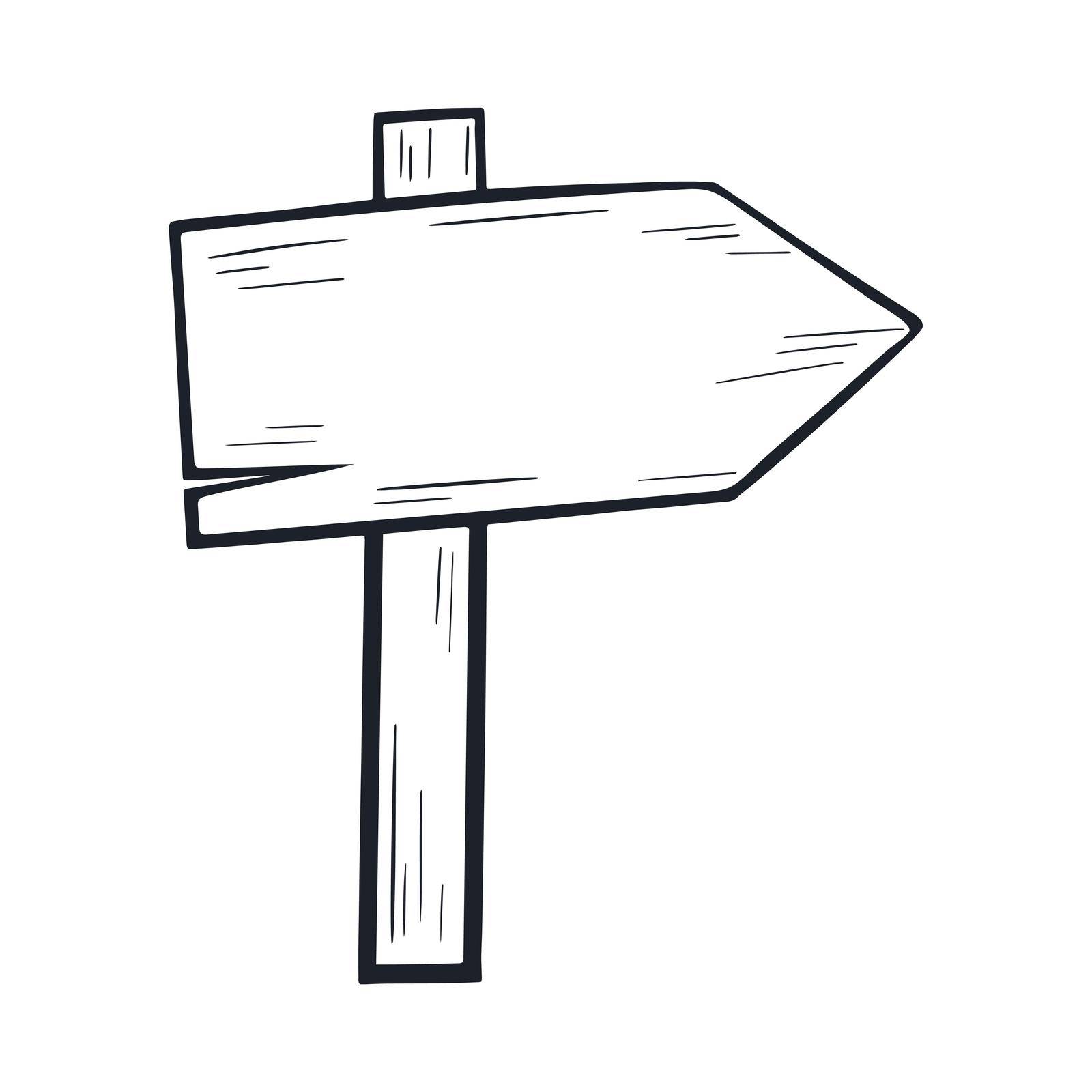Wooden sign pointer to right doodle style by TassiaK