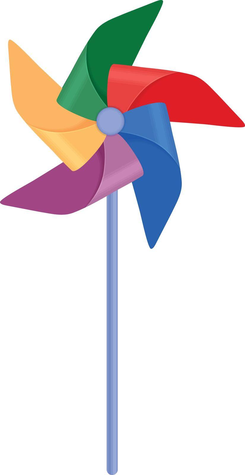 Children s toy windmill. Multi-colored windmill for children. Toy, vector illustration isolated on a white background.