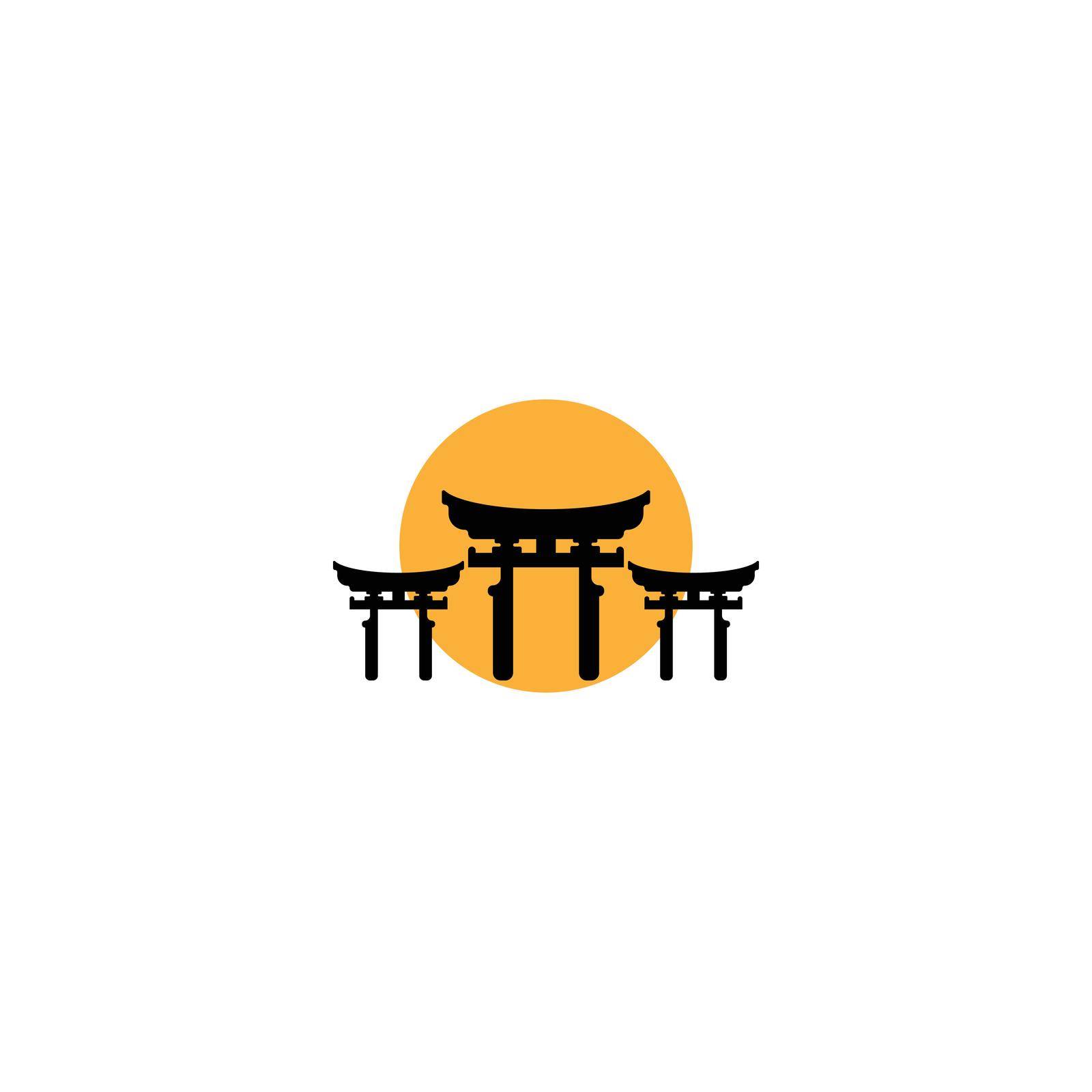 Torii Gate flat vector icon logo