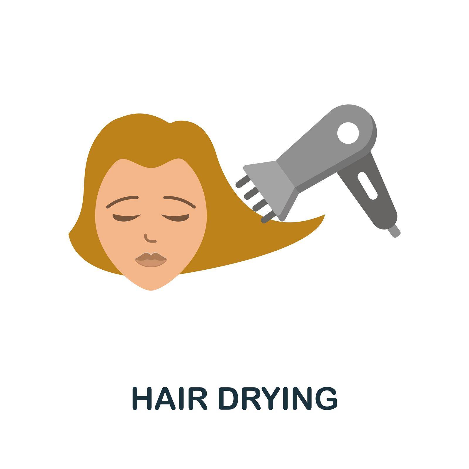 Hair Drying flat icon. Colored element sign from beauty salon collection. Flat Hair Drying icon sign for web design, infographics and more. by simakovavector