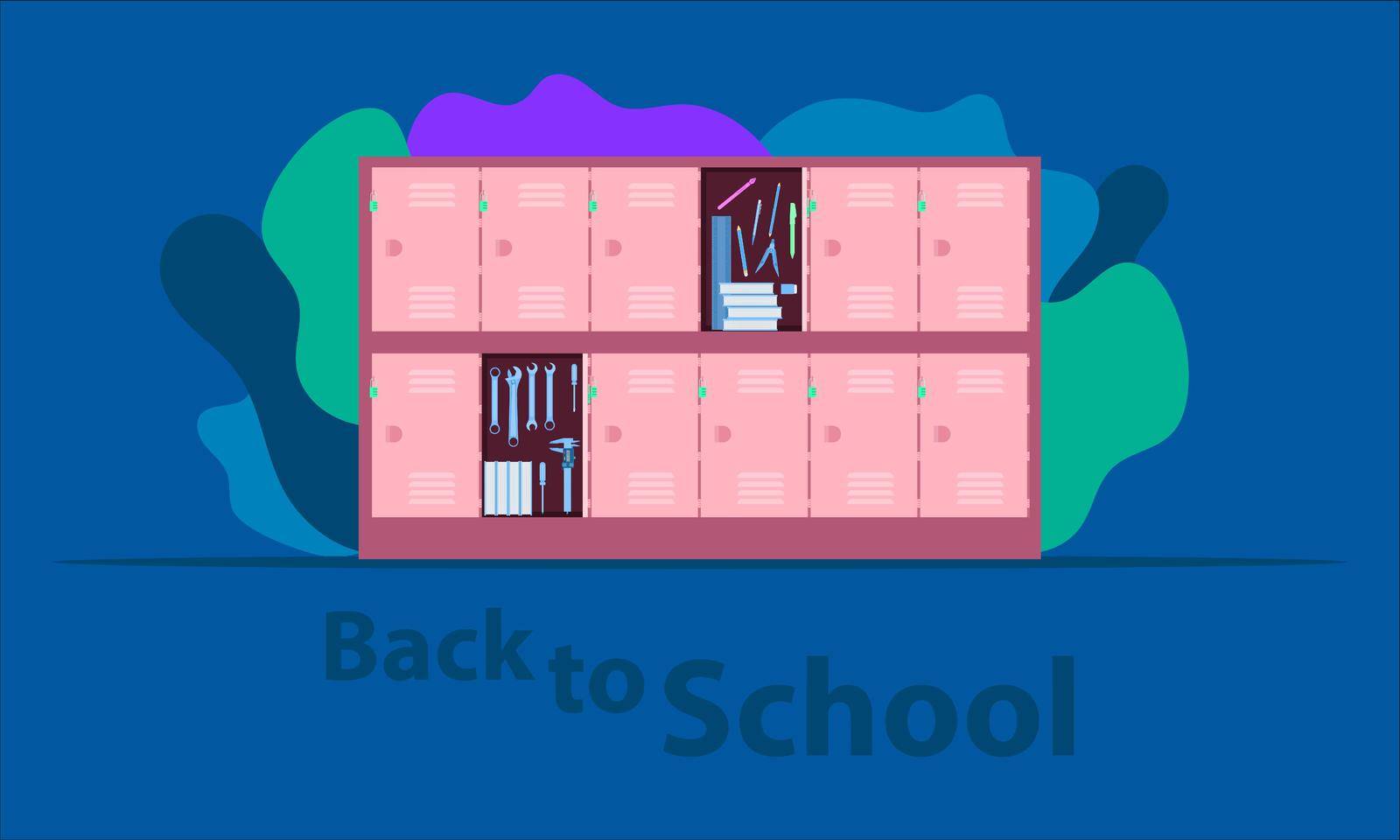 back to school. the hero locker. the helper your chilren's load.  time to funny happy with friends. vector illustration eps10 by Kmaunta