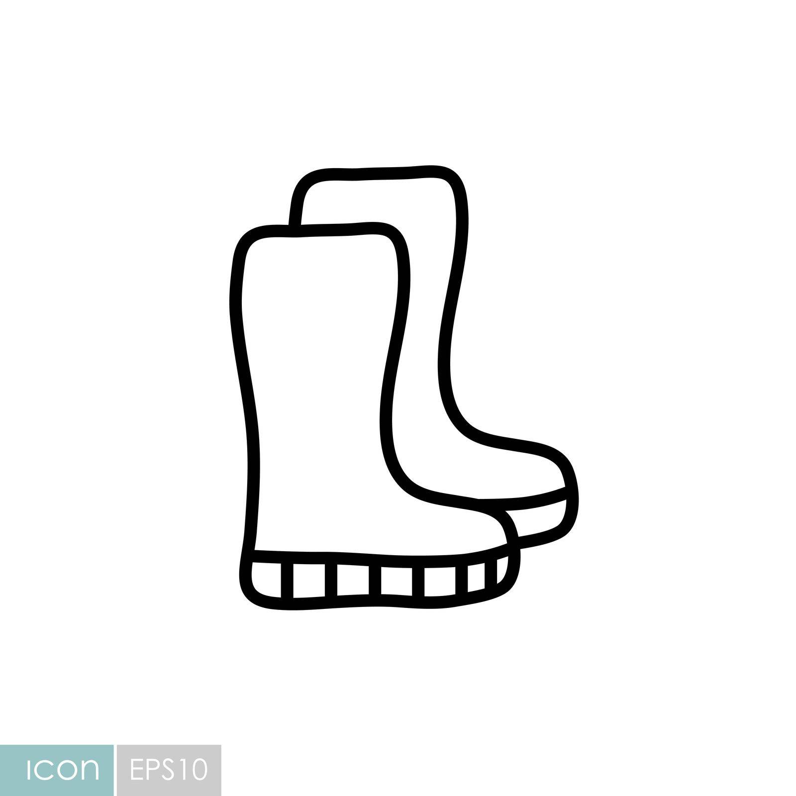 Rubber boots isolated vector icon. Graph symbol for agriculture, garden and plants web site and apps design, logo, app, UI