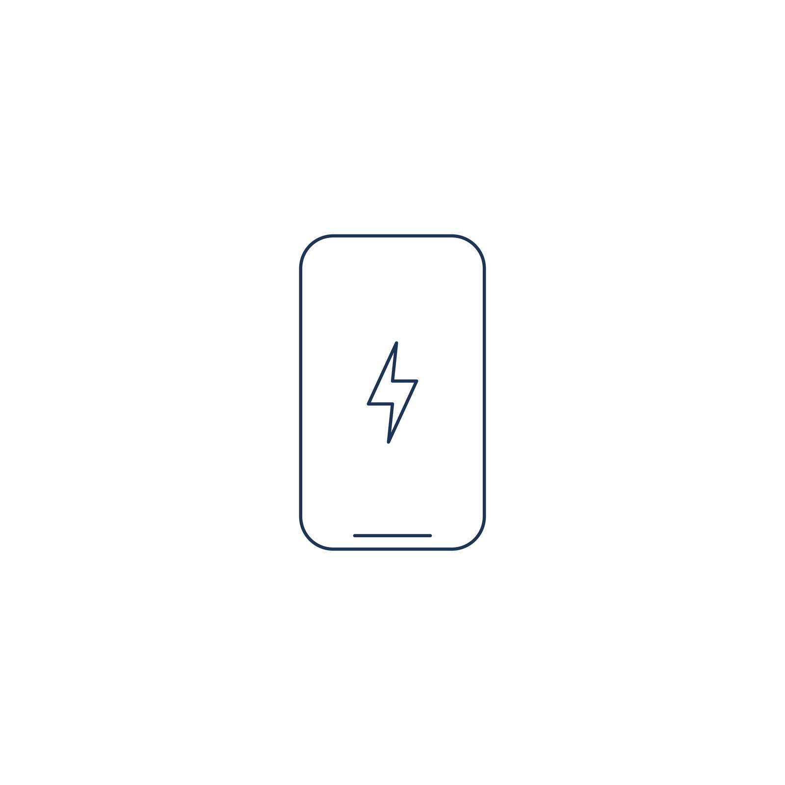 Smartphone charging battery outline icon. Stock vector illustration isolated
