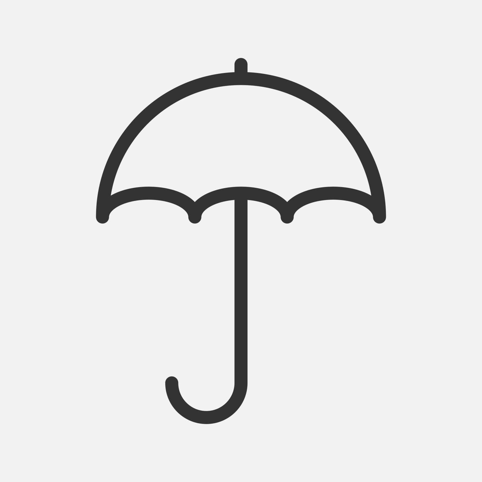 Umbrella line vector icon isolated on white background.