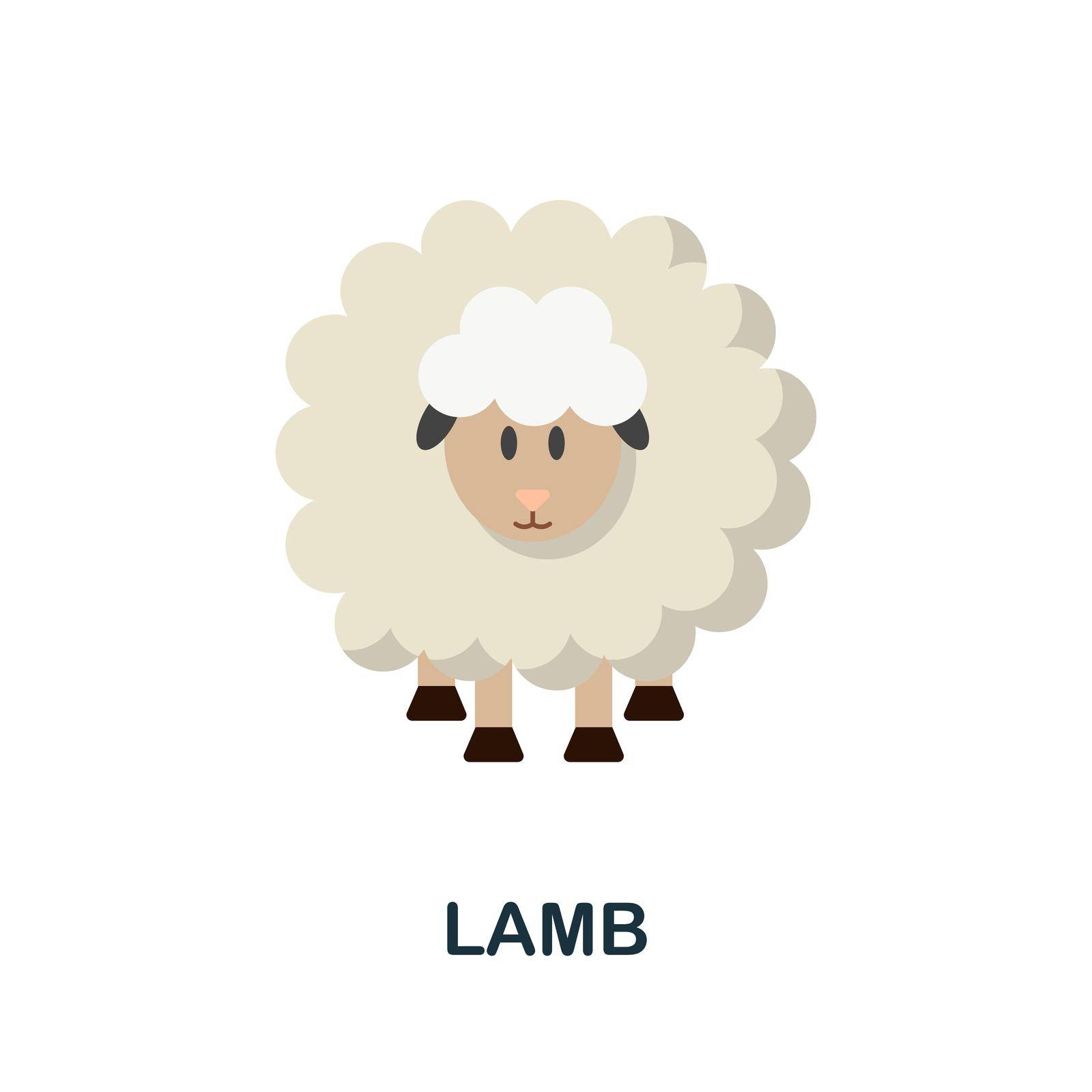 Lamb flat icon. Colored element sign from farm animals collection. Flat Lamb icon sign for web design, infographics and more. by simakovavector