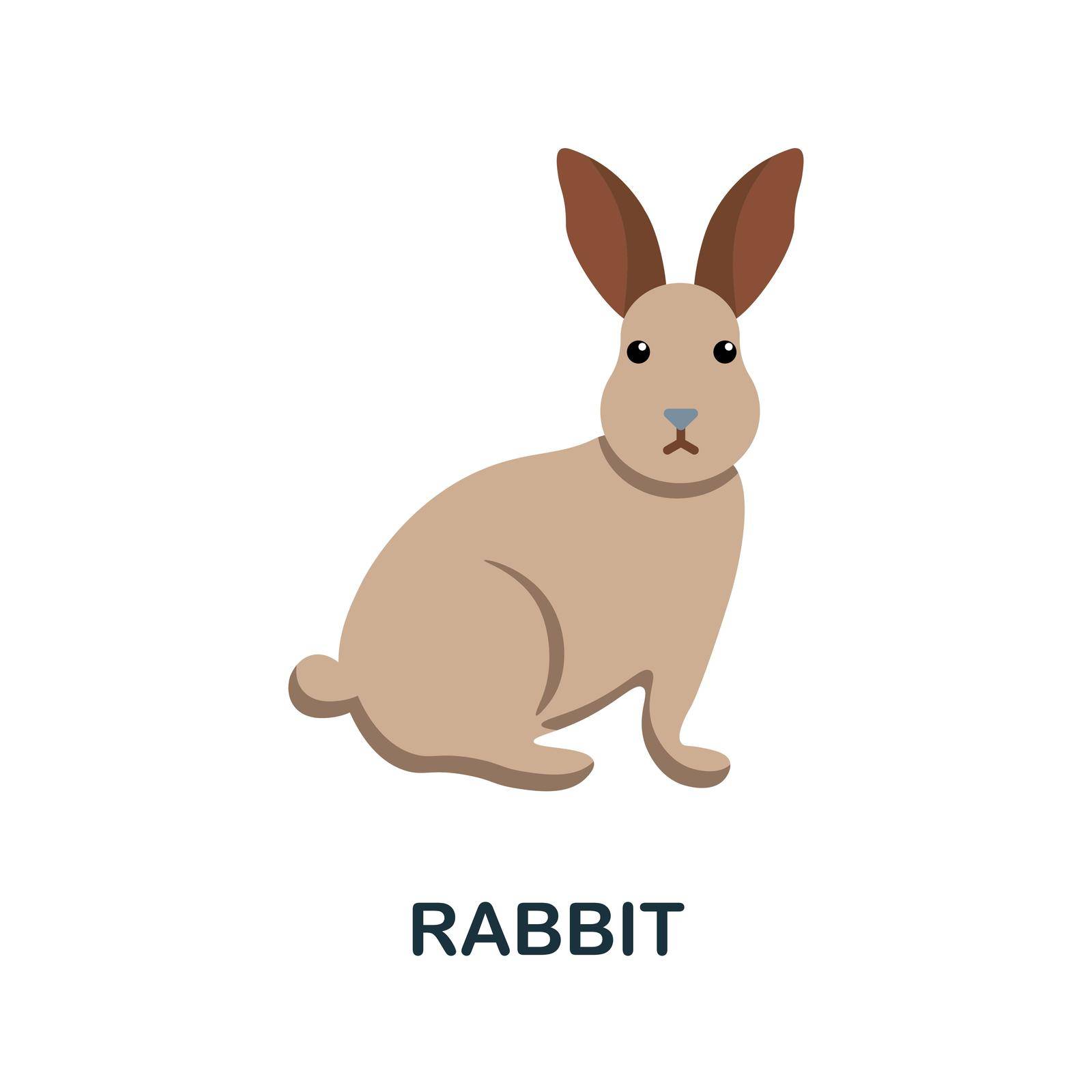Rabbit flat icon. Colored element sign from farm animals collection. Flat Rabbit icon sign for web design, infographics and more. by simakovavector