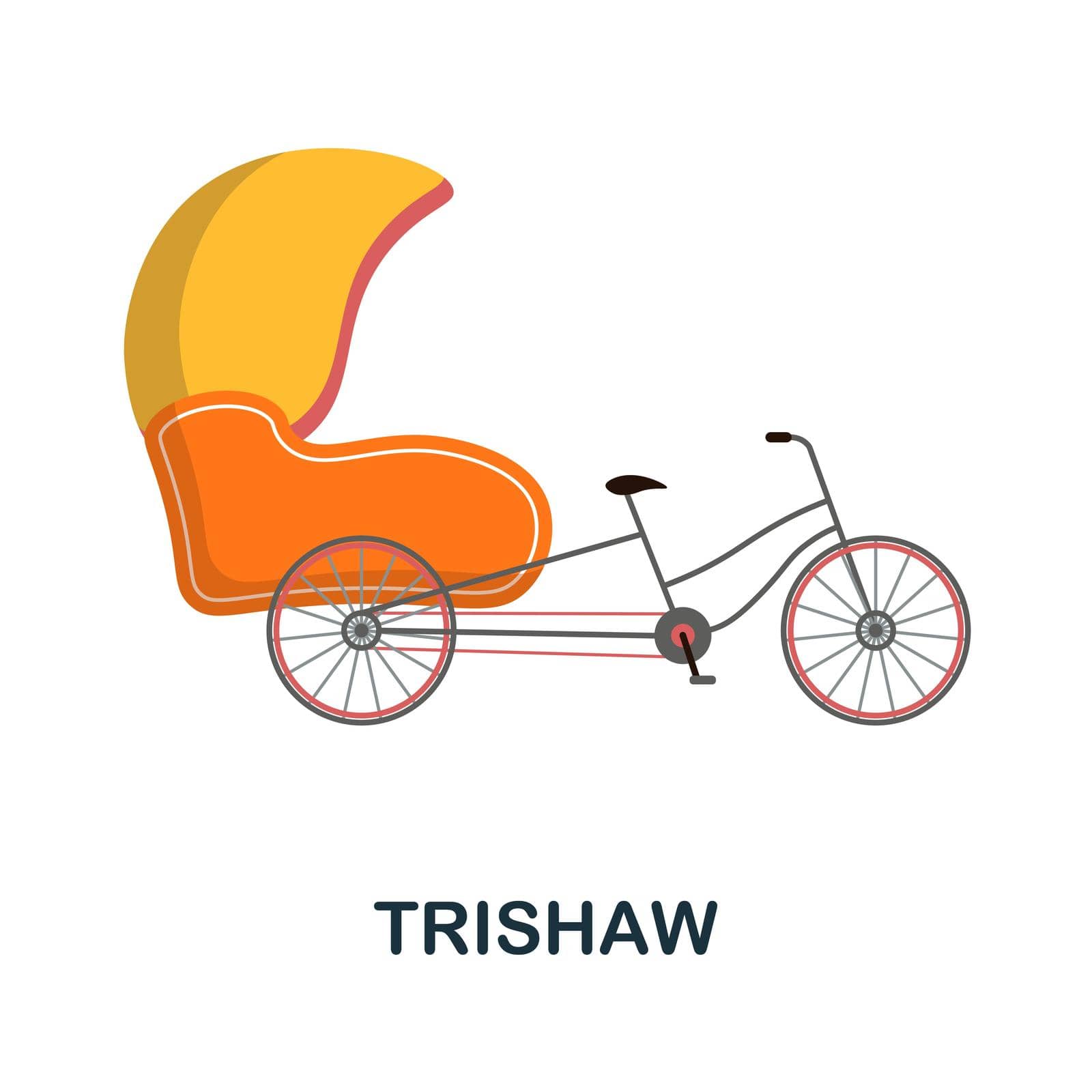 Trishaw flat icon. Simple colors elements from public transport collection. Flat Trishaw icon for graphics, wed design and more.