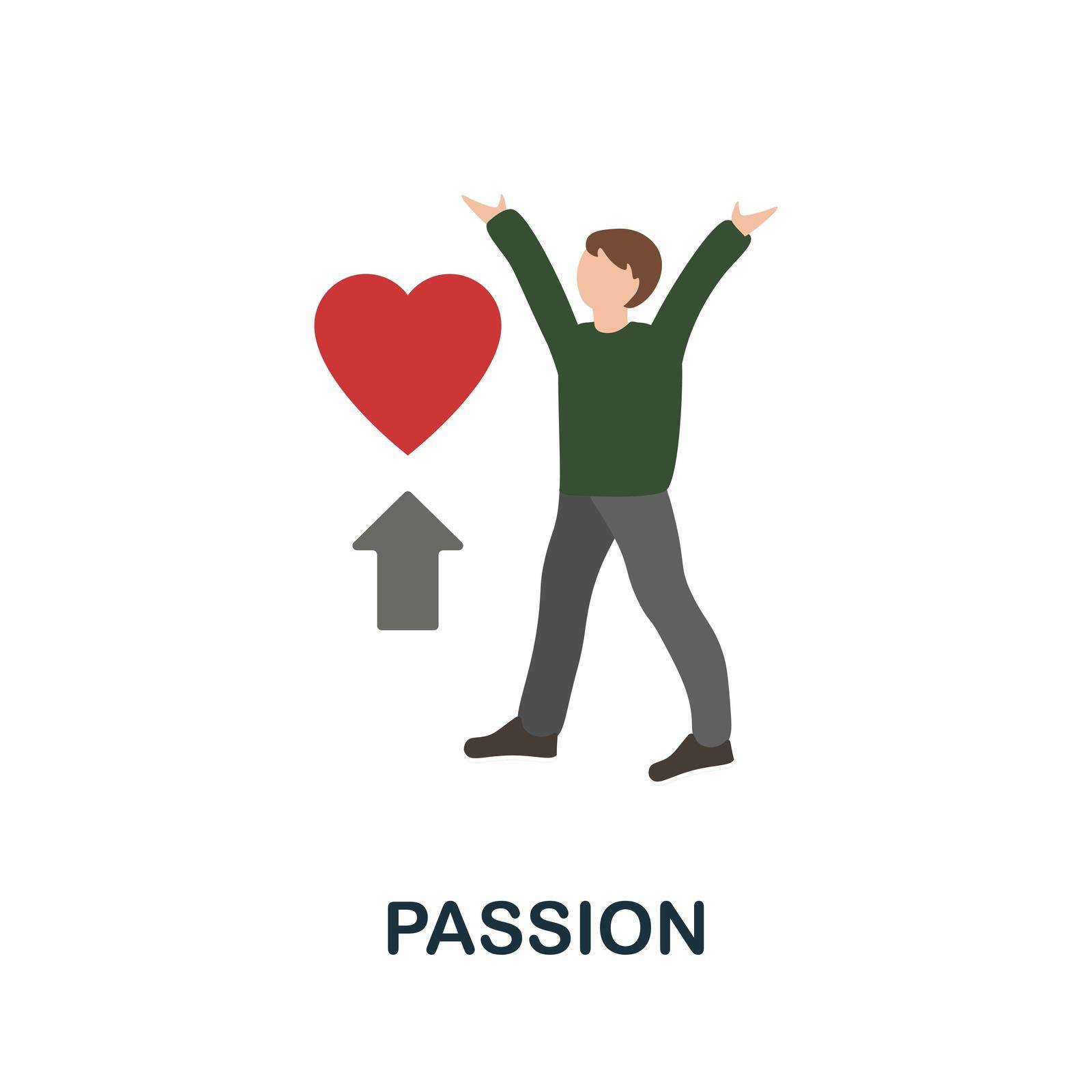 Passion flat icon. Colored element sign from company value collection. Flat Passion icon sign for web design, infographics and more. by simakovavector