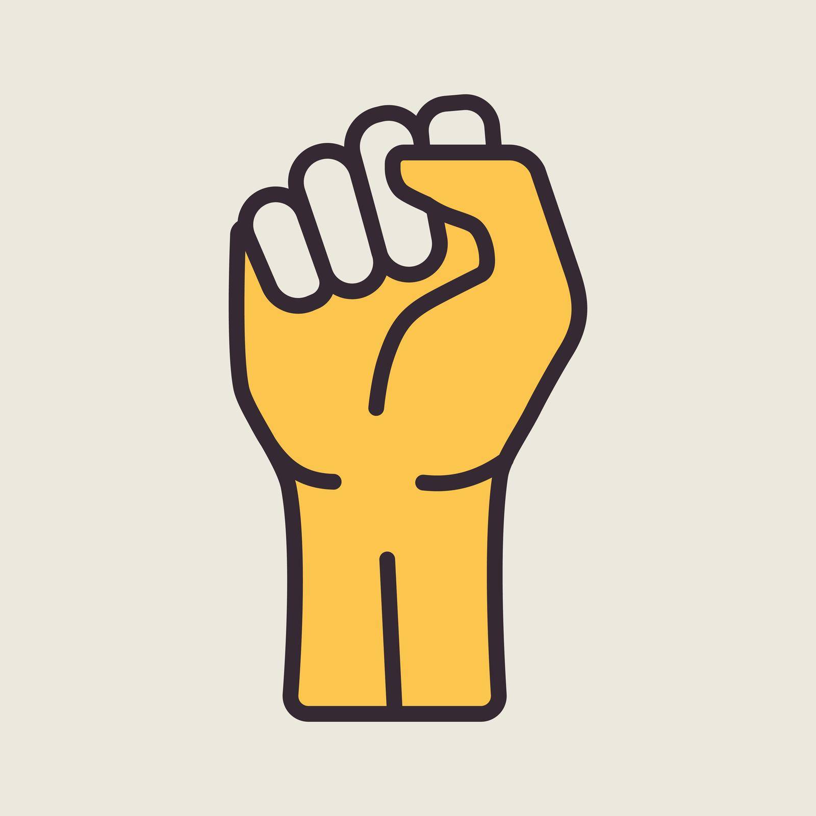 Fist raised up isolated vector icon. Demonstration, manifestation, protest, strike, revolution