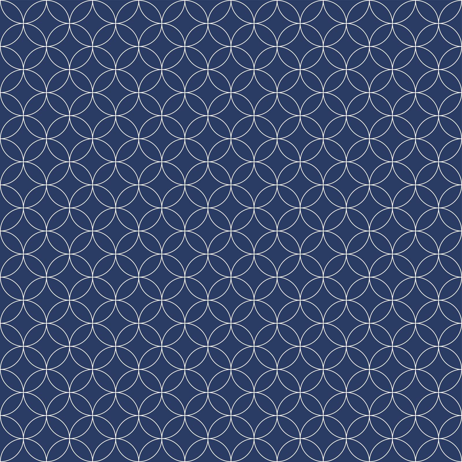 Abstract seamless tile pattern with circles in outlines on a blue background
