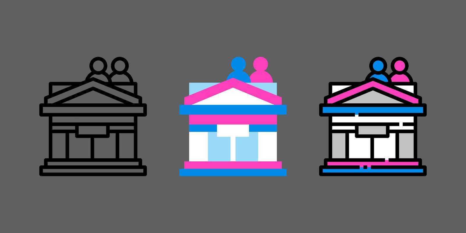 census office and district icon set by dhtgip
