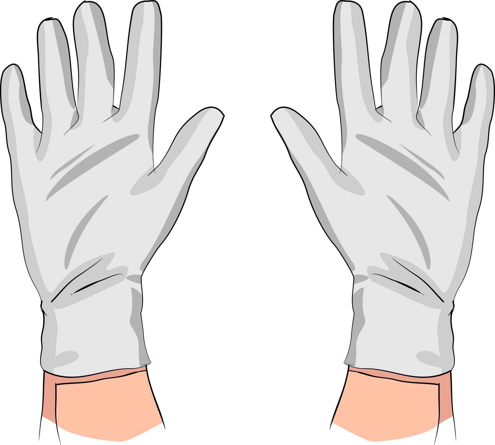 Medical gloves on the hands of a doctor. Vector.