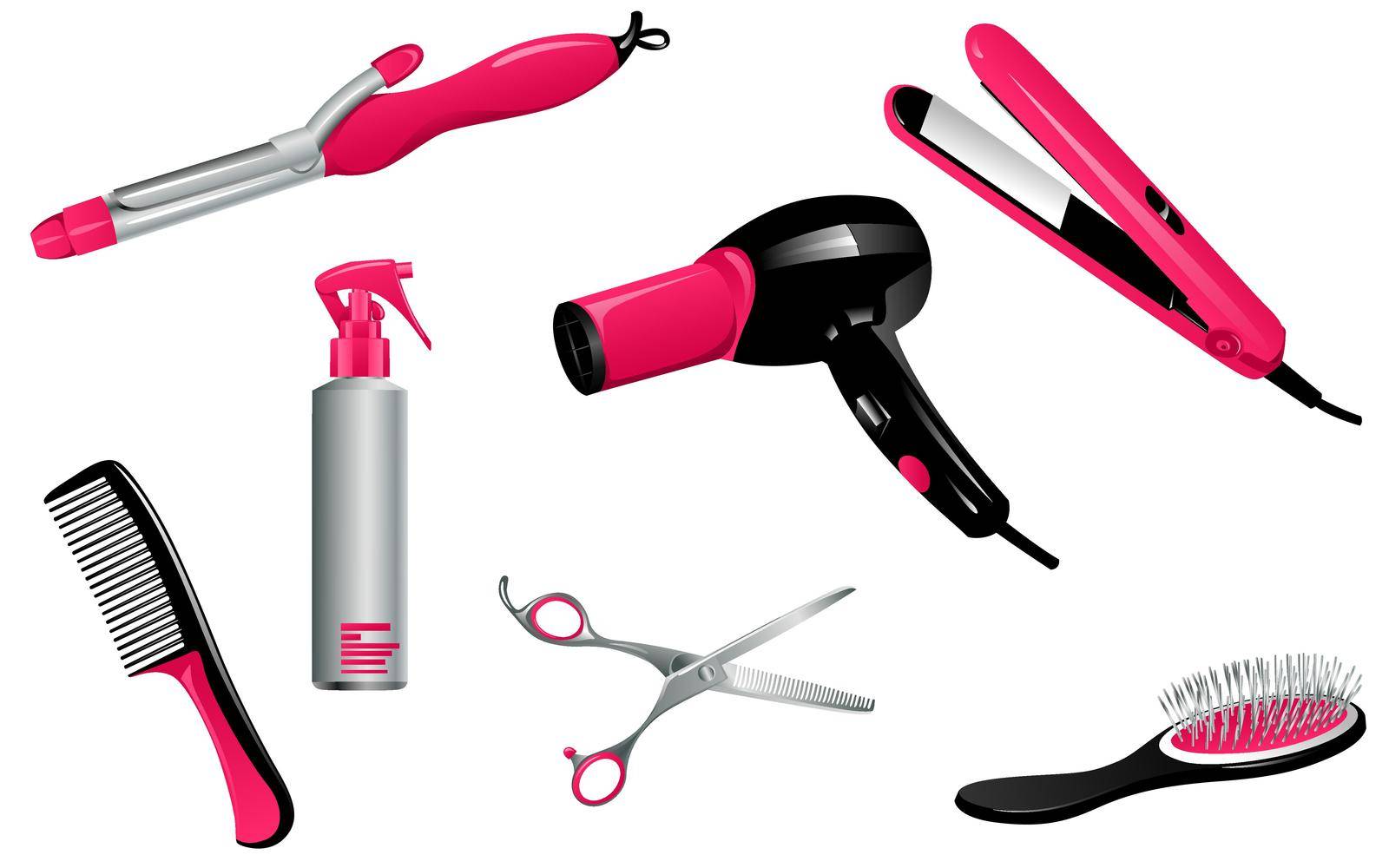 Vector Hair Care and Styling Tools and Products by manuGmzDesigns