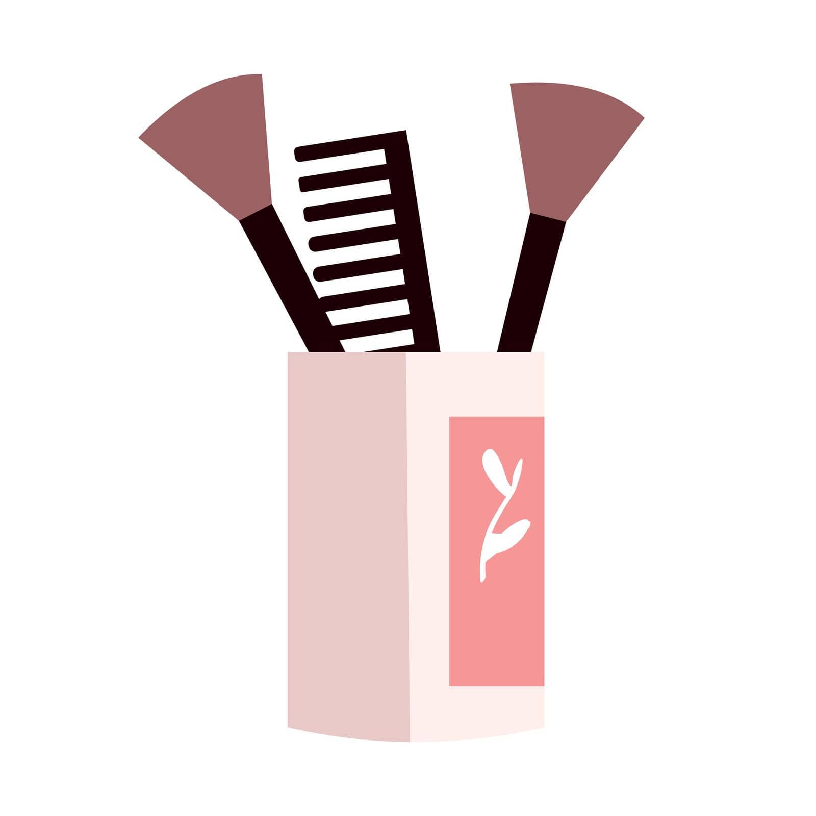 Holder with comb and brushes semi flat color vector object by ntl