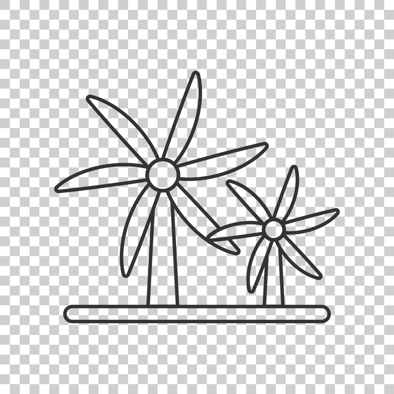 Wind power plant icon in flat style. Turbine vector illustration on white isolated background. Air energy sign business concept. by LysenkoA