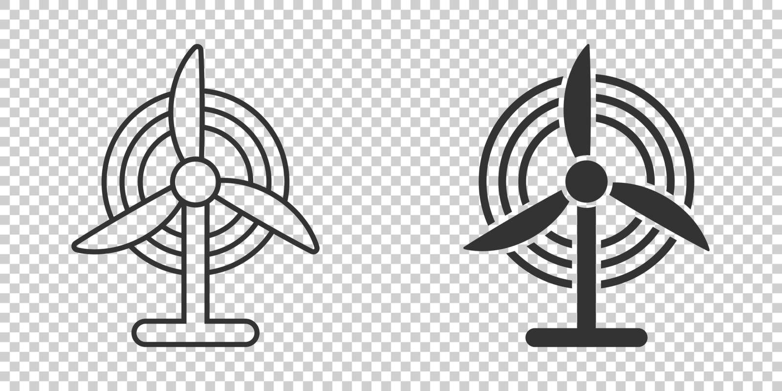 Wind power plant icon in flat style. Turbine vector illustration on white isolated background. Air energy sign business concept. by LysenkoA
