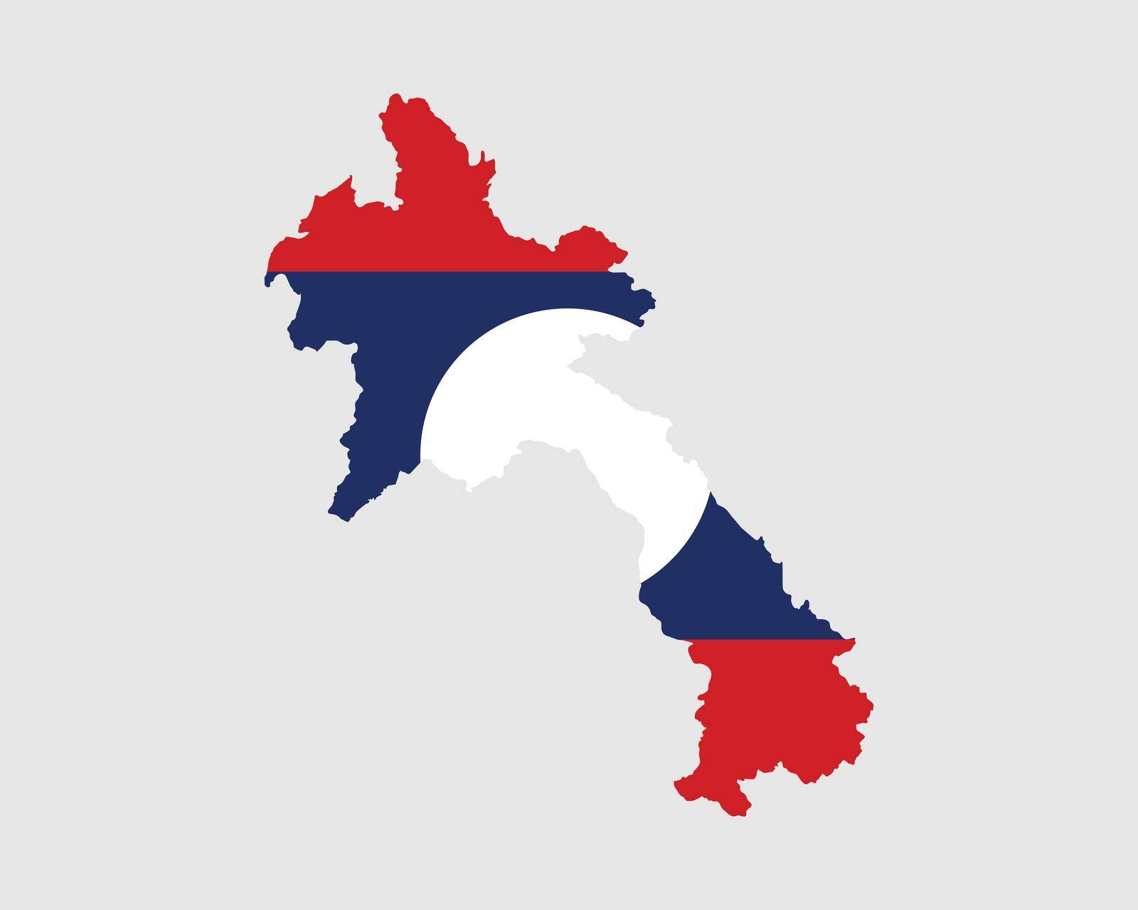Laos Map Flag. Map of Lao People's Democratic Republic with the Laotian country banner. Vector Illustration.