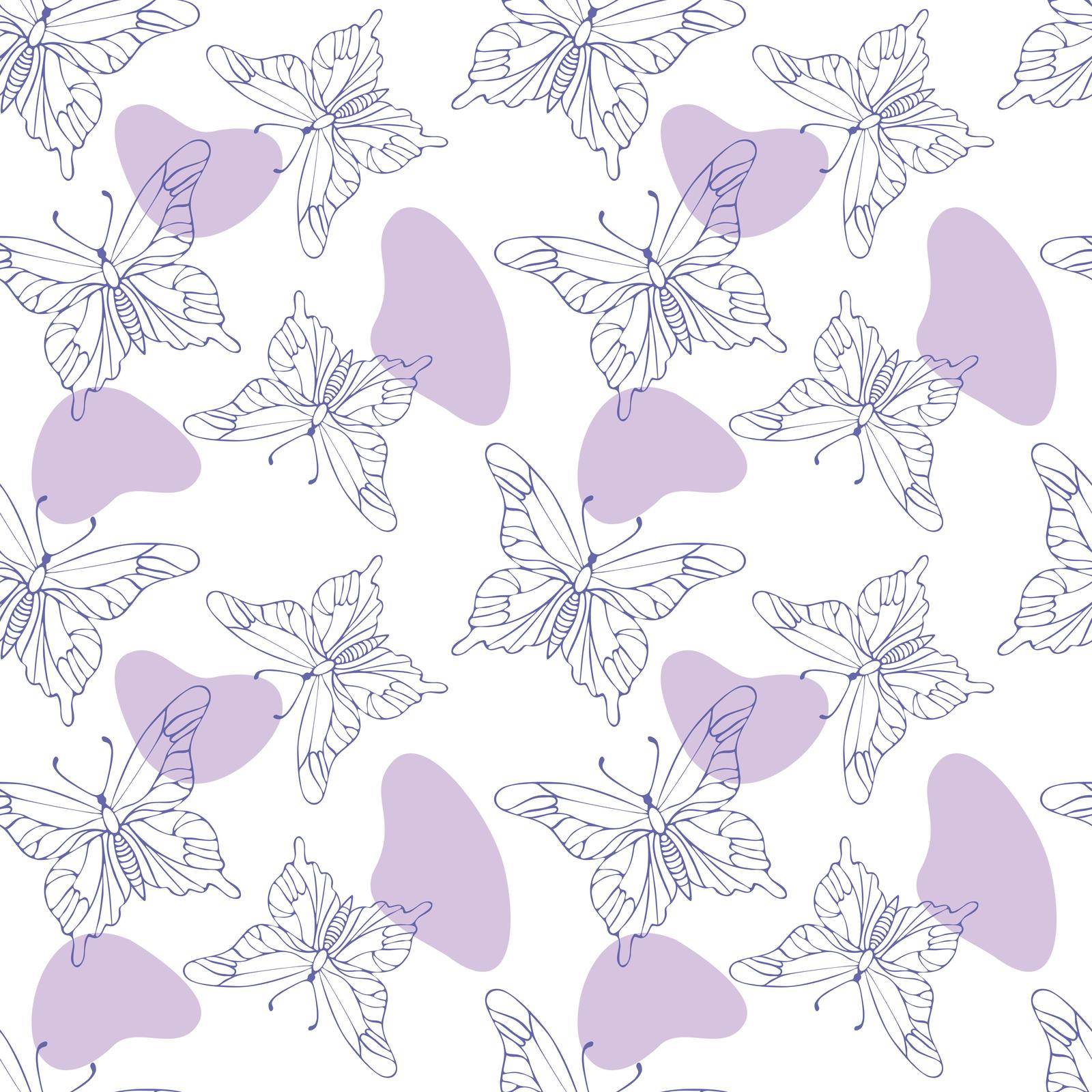 Butterfly pattern Very Peri contour and pink spot by Margo
