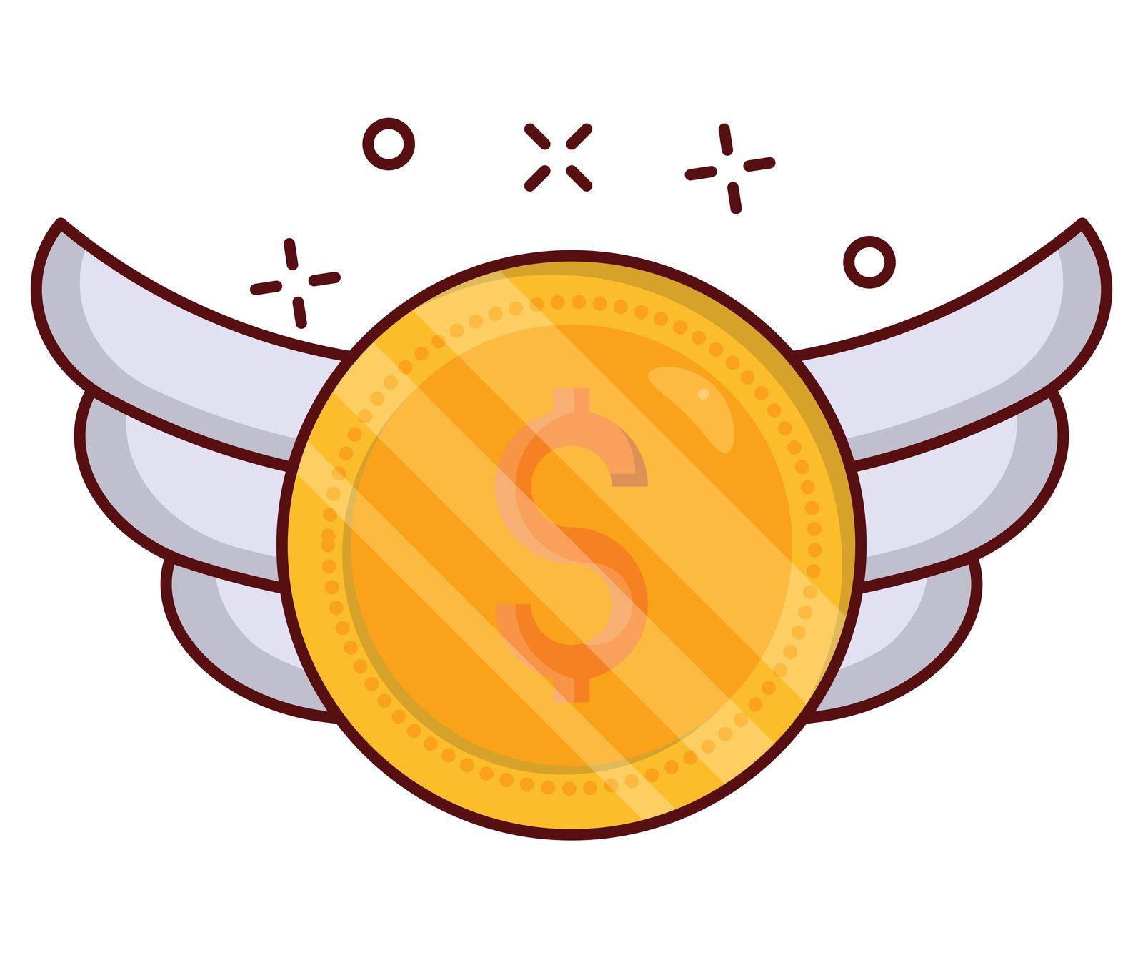 dollar wings Vector illustration on a transparent background.Premium quality symmbols. vector line flat icon for concept and graphic design.