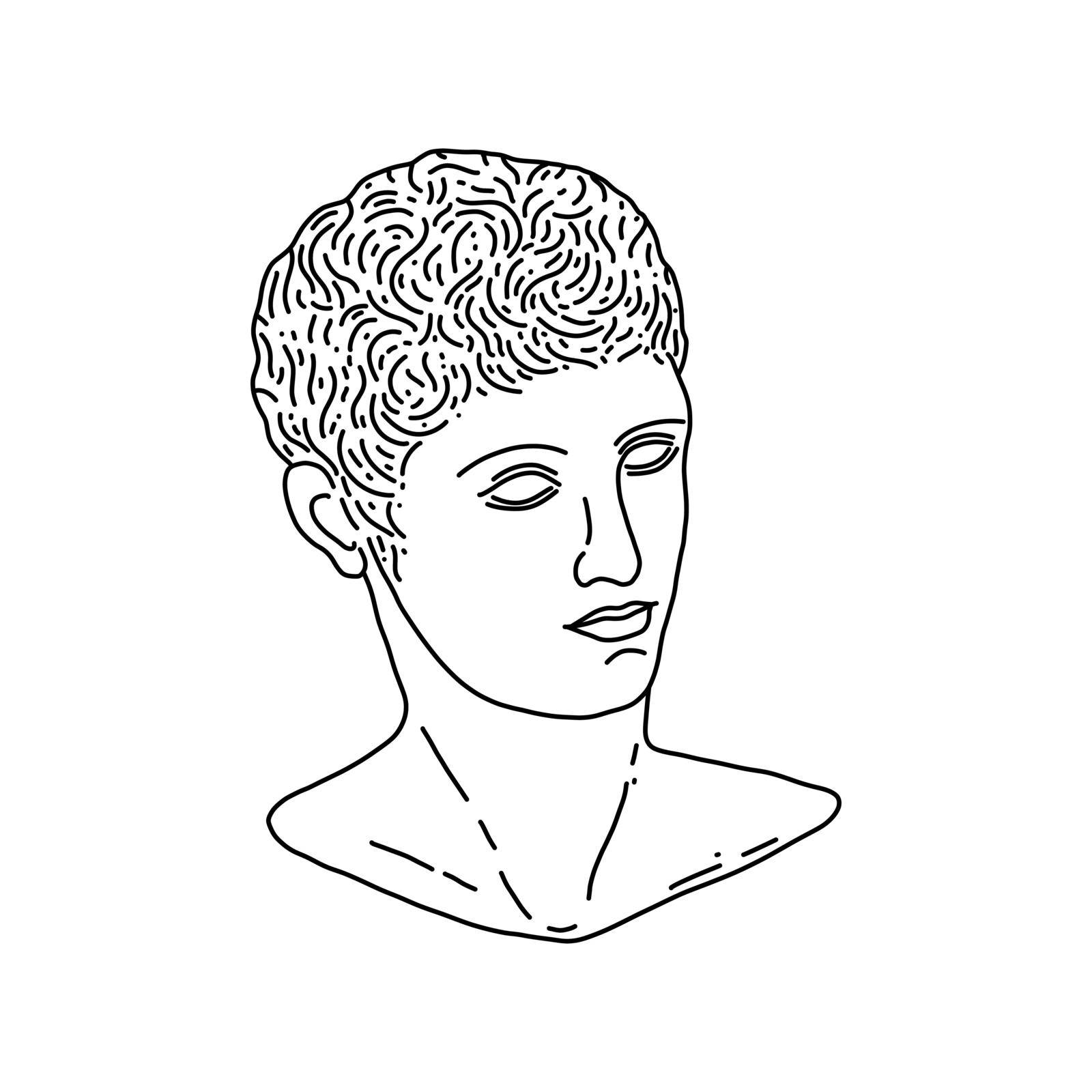Greek god Hermes in doodle style on white background.