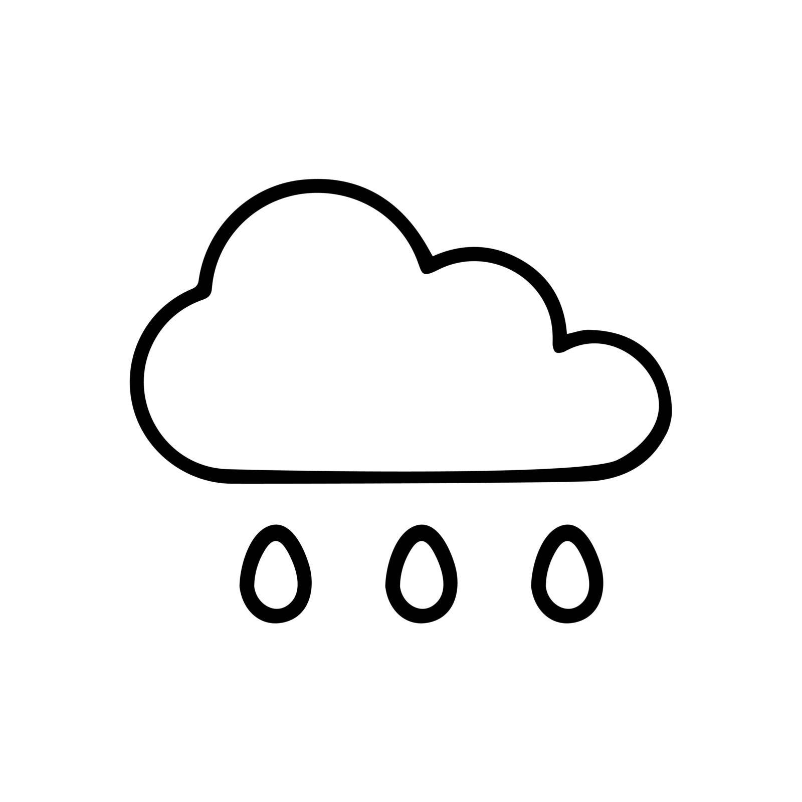 Rainy cloud thin line icon isolated on white background - Vector illustration