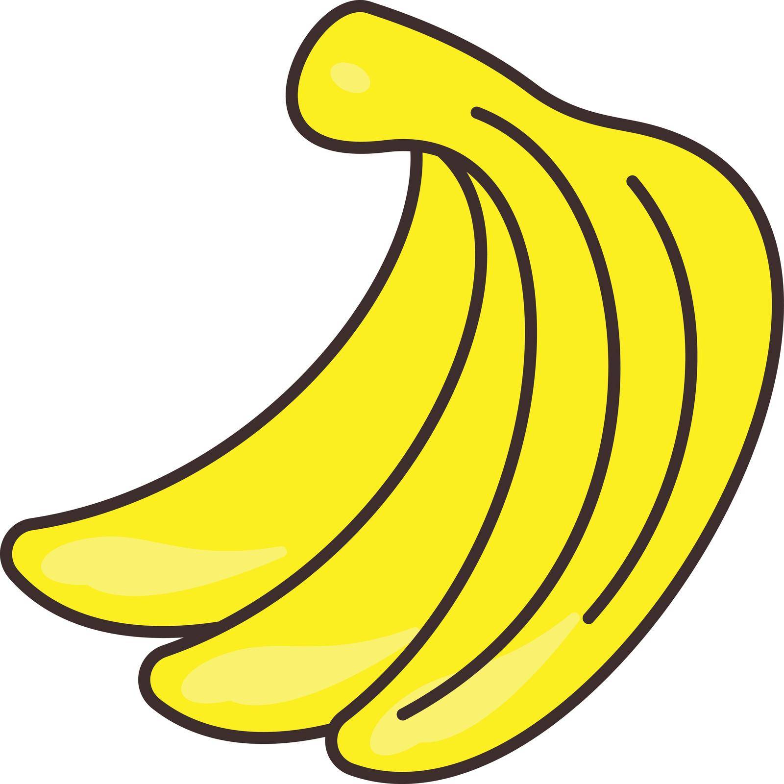 banana Vector illustration on a transparent background.Premium quality symmbols.Vector line flat icon for concept and graphic design.