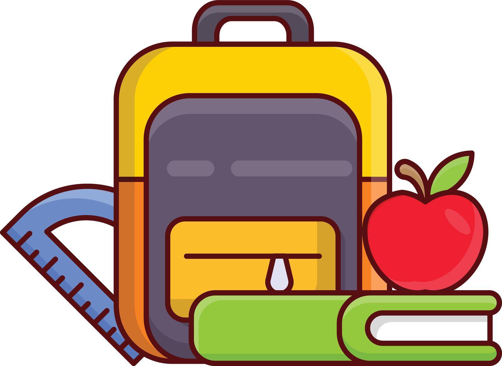 school bag Vector illustration isolated on a transparent background. vector line flat icons for concept or web graphics.