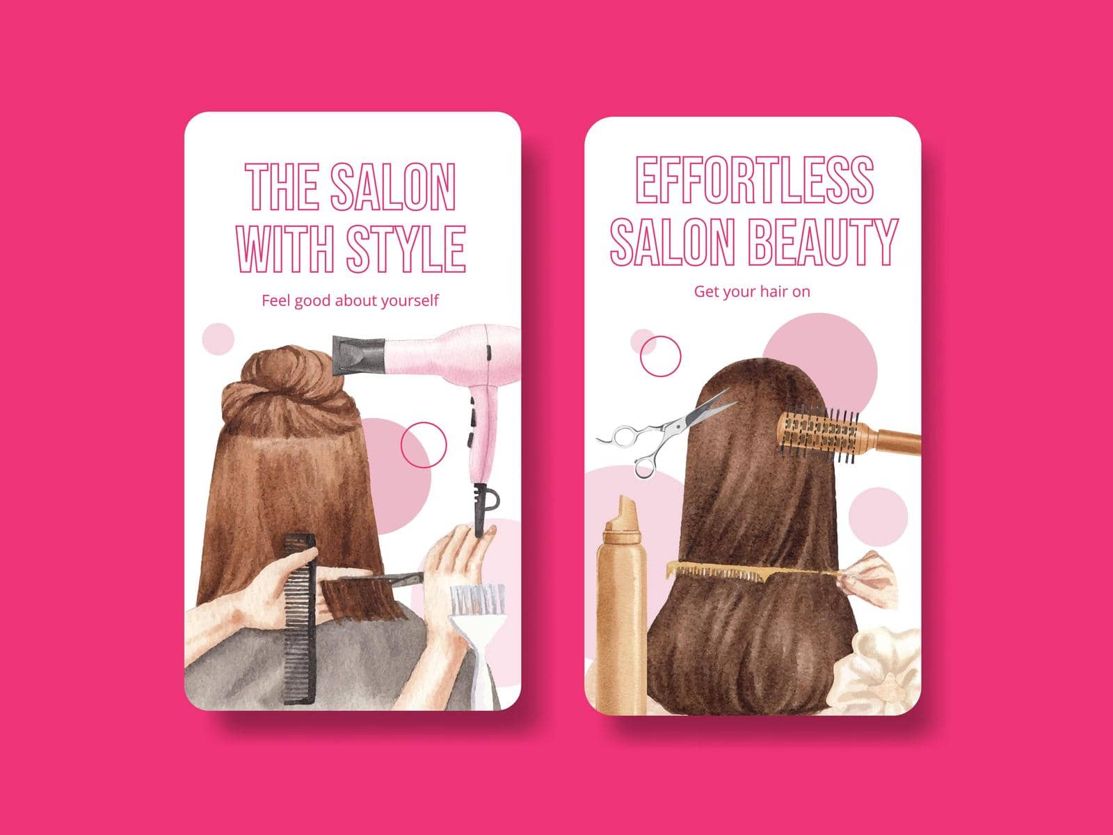 Instagram template with salon hair beauty concept,watercolor style