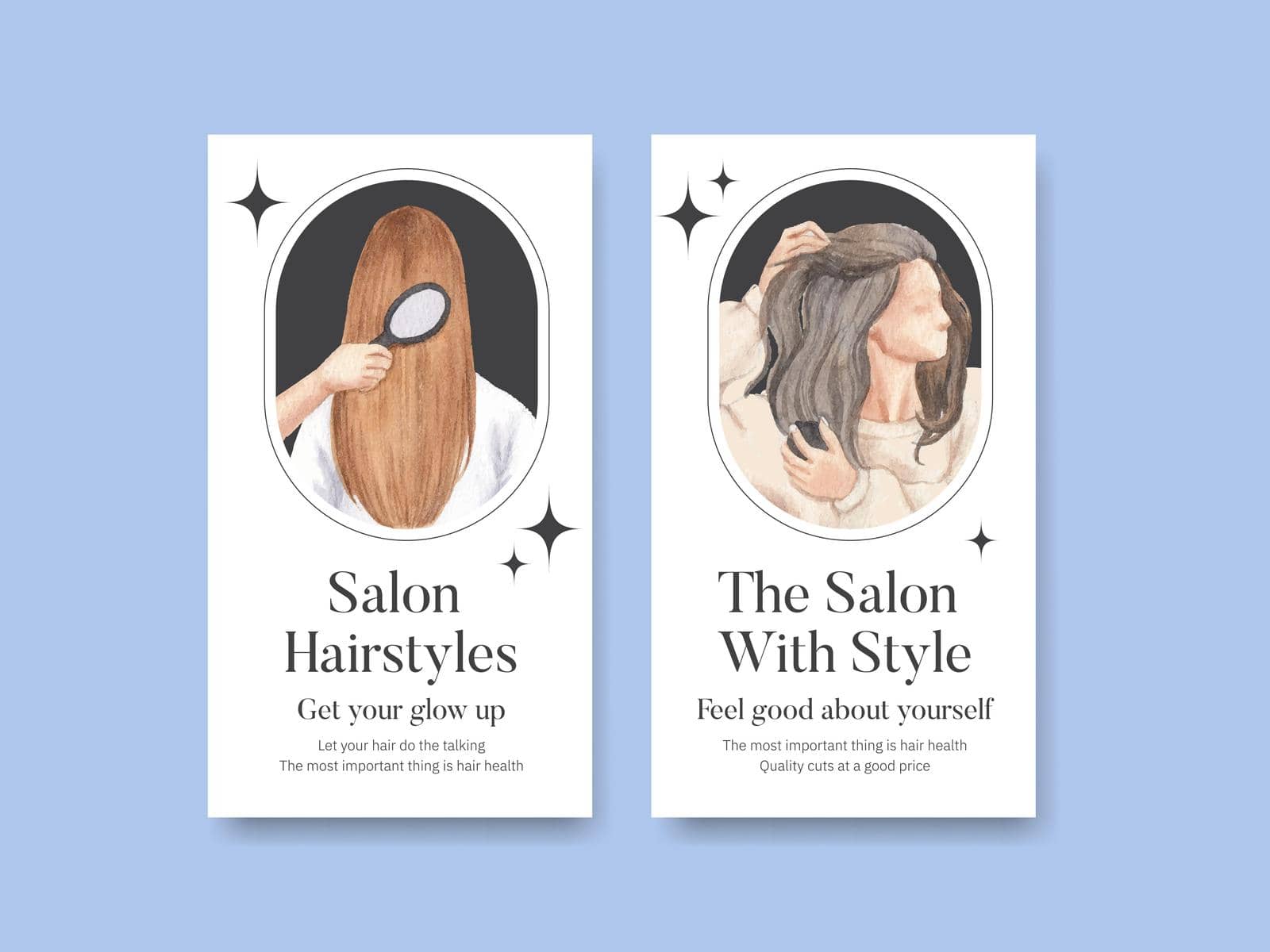 Instagram template with salon hair beauty concept,watercolor style