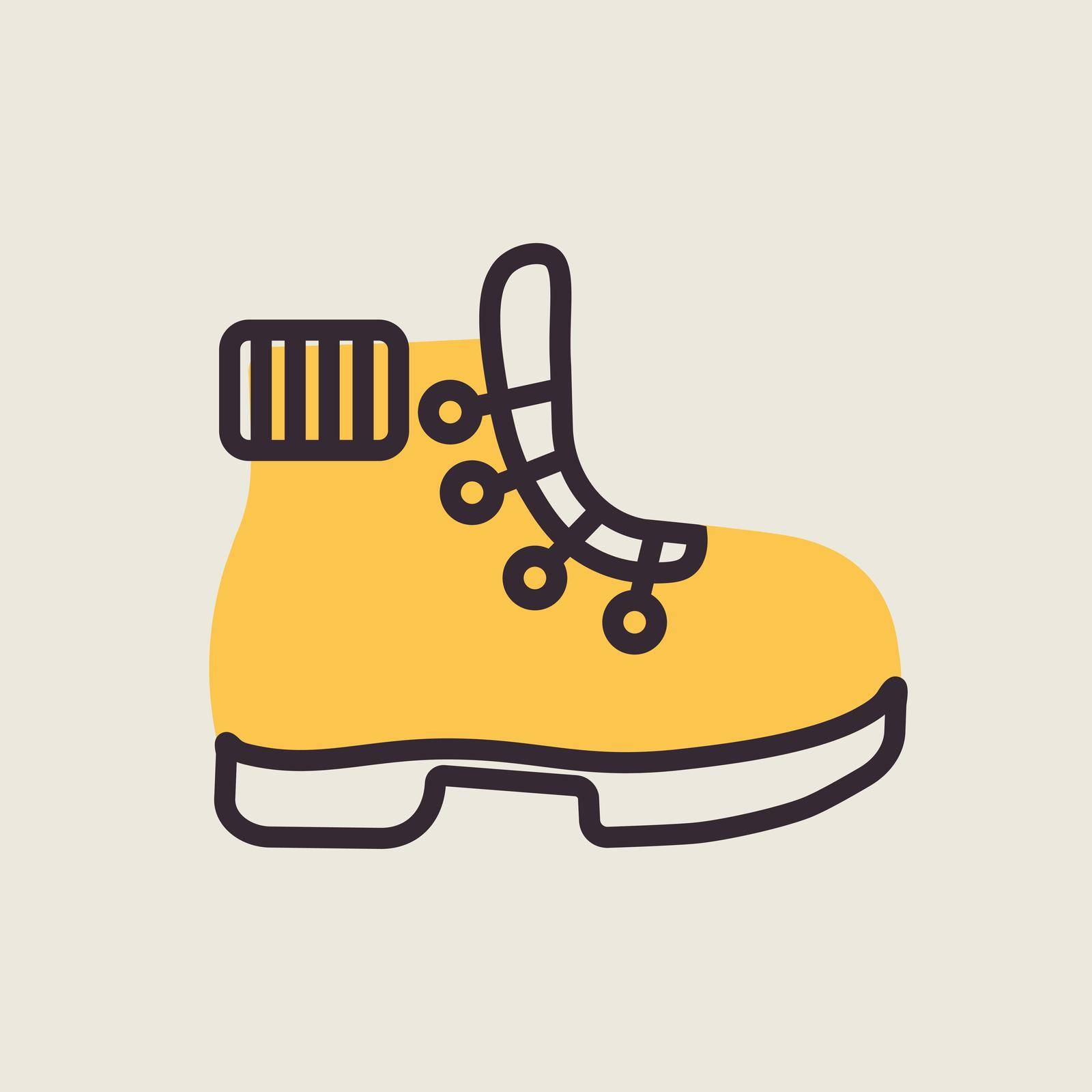 Hiking boot vector icon. Camping sign by nosik