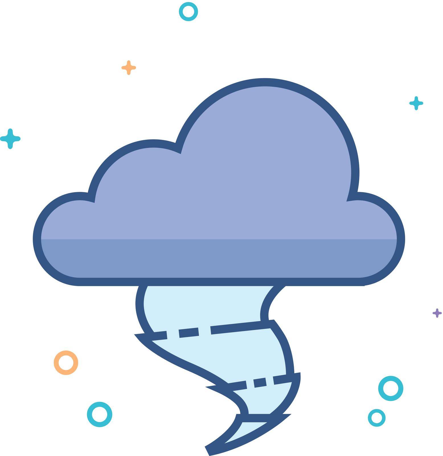 Storm icon in outlined flat color style. Vector illustration.