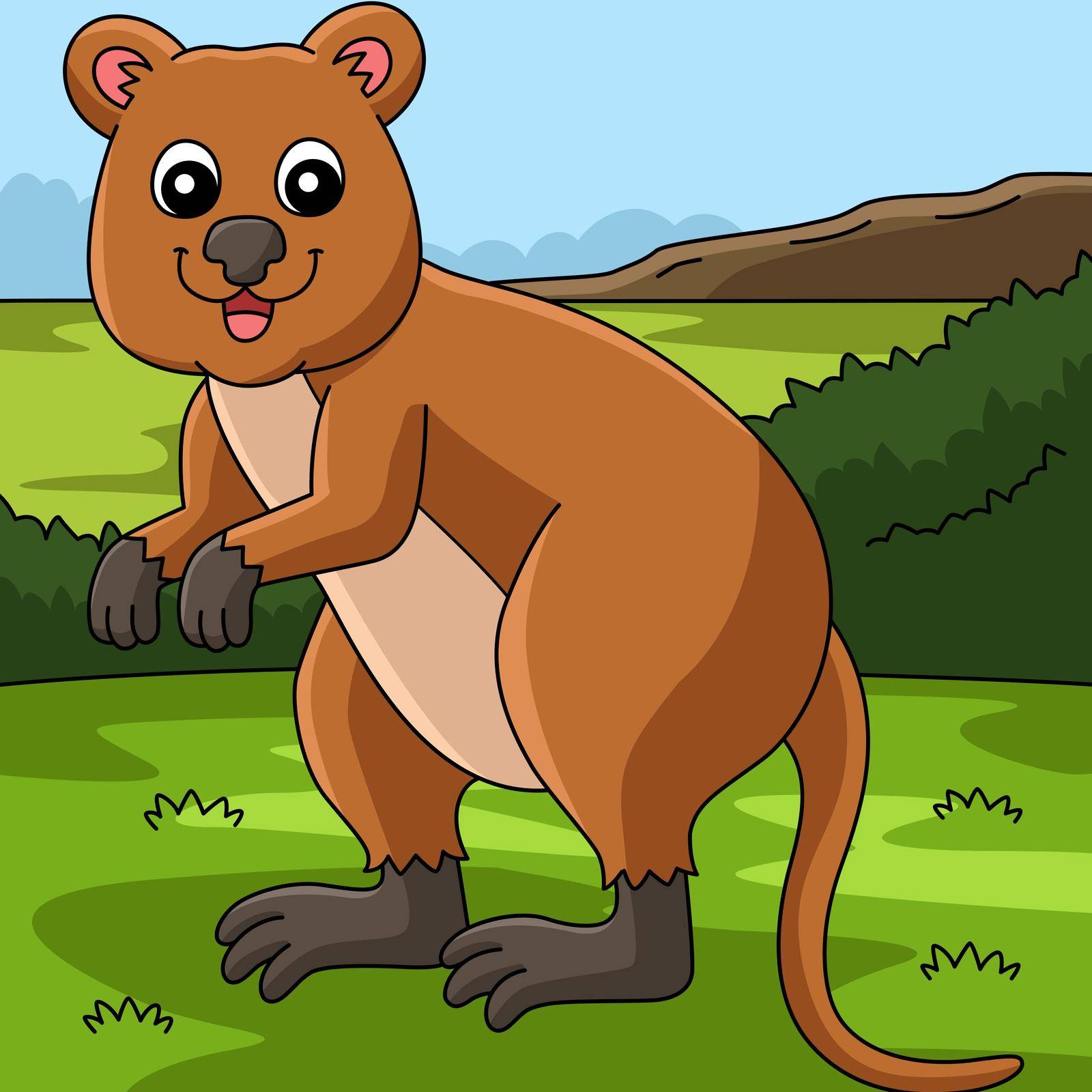 This cartoon illustration shows a quokka animal illustration.