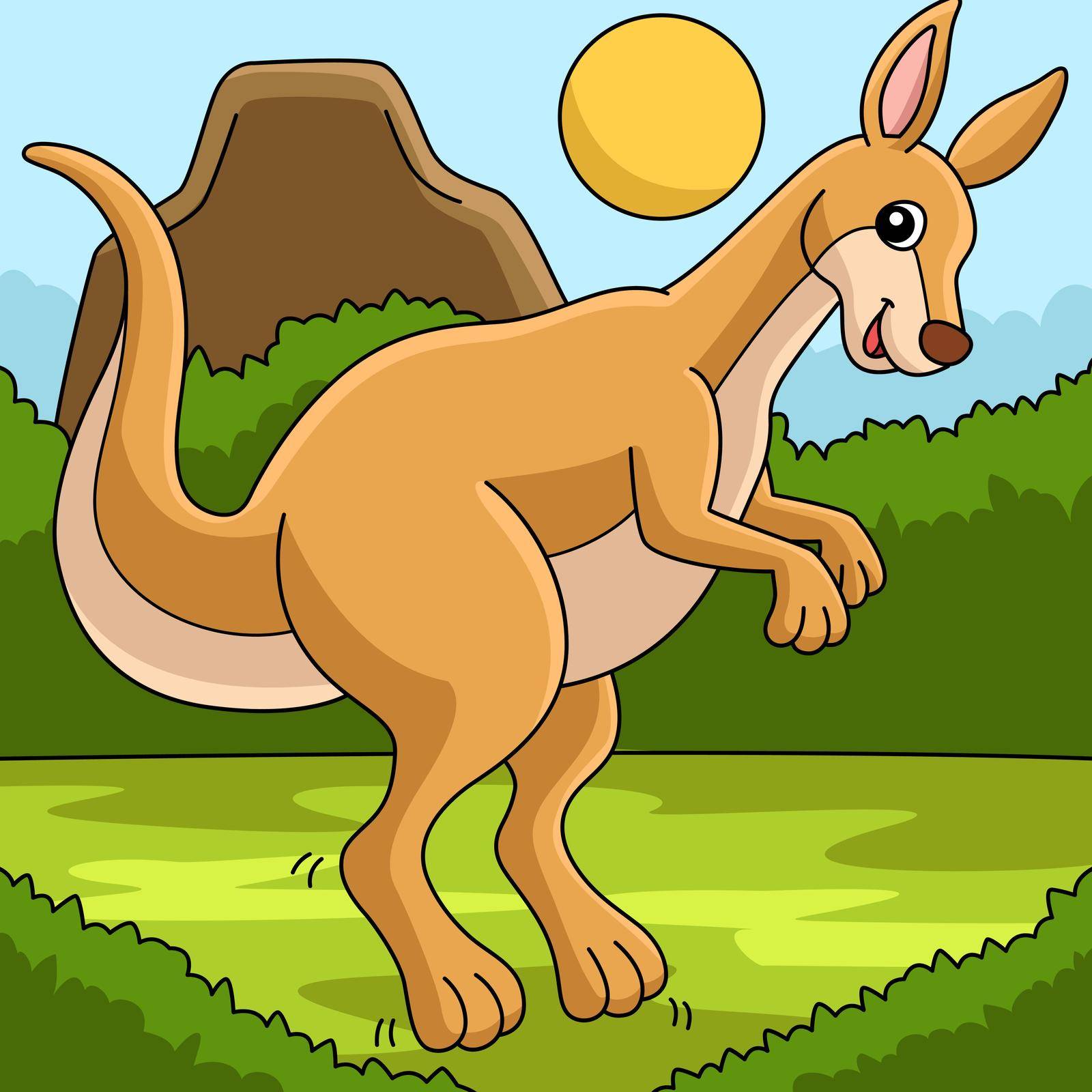 This cartoon illustration shows a kangaroo animal illustration.