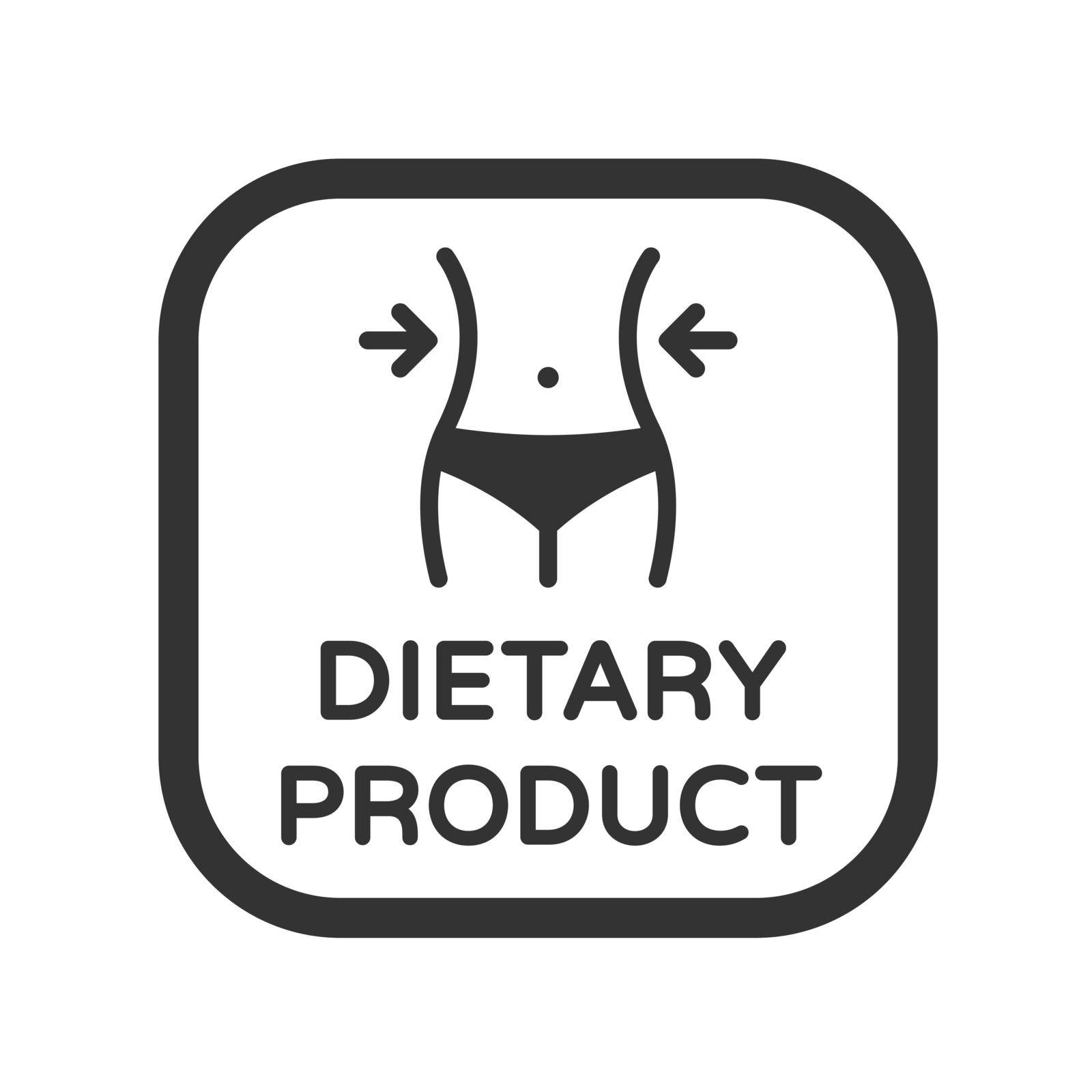 Dietary product vector icon. Food for weight loss symbol. Female waist stock vector illustration for printing on diet food packaging by govindamadhava108